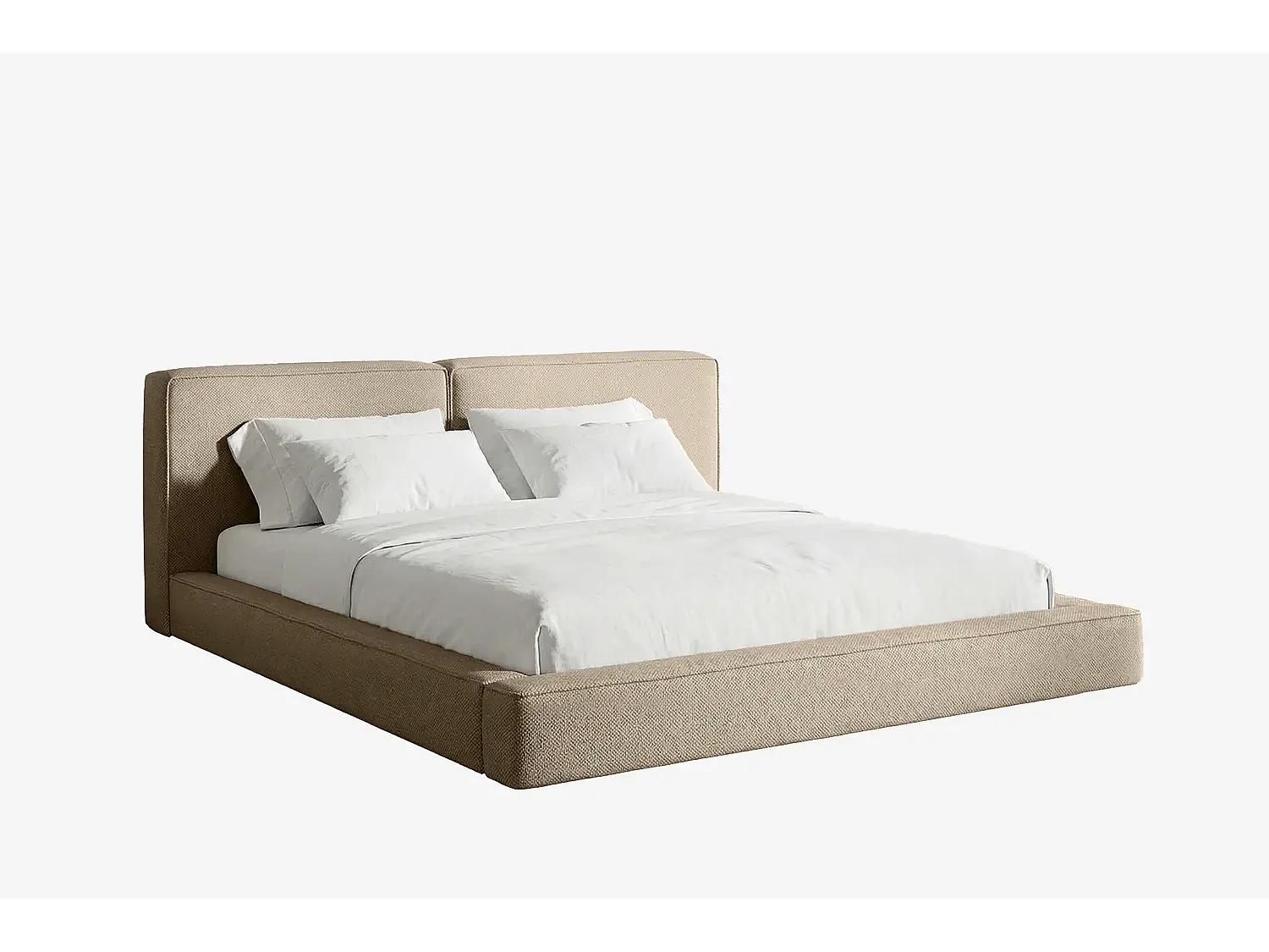 MNUUO lit capitonné NEENO BASE taupe 140 x 200 cm