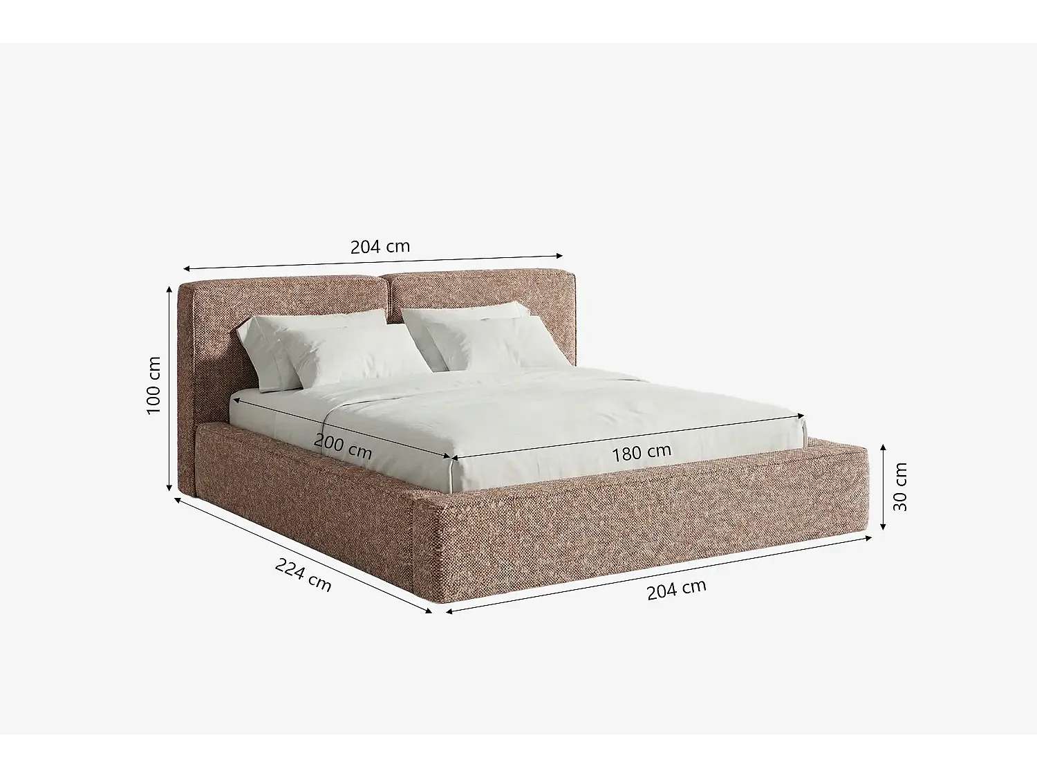 MNUUO NEENO gestoffeerd bed met opbergbox, kastanjebruin, 180 x 200 cm, opklapbare lattenbodem