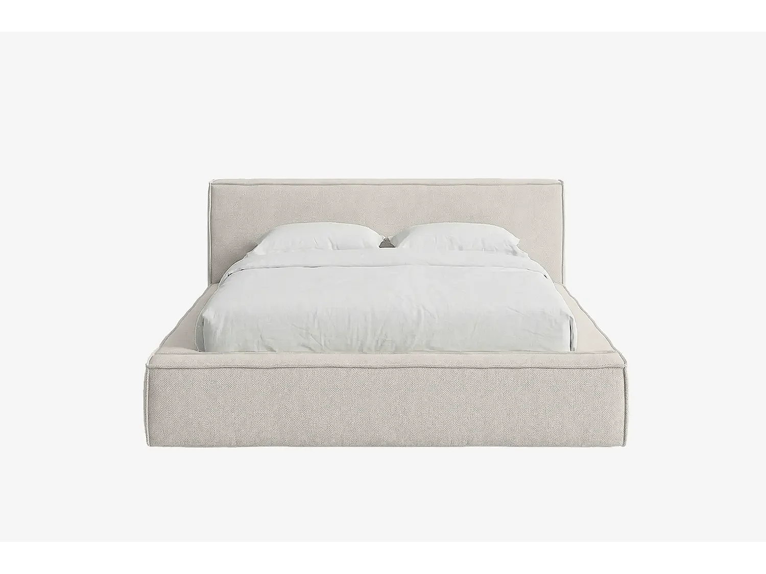 Lit capitonné MNUUO BUUN avec coffre de rangement, blanc, 120 x 200 cm, sommier à lattes en bois relevable