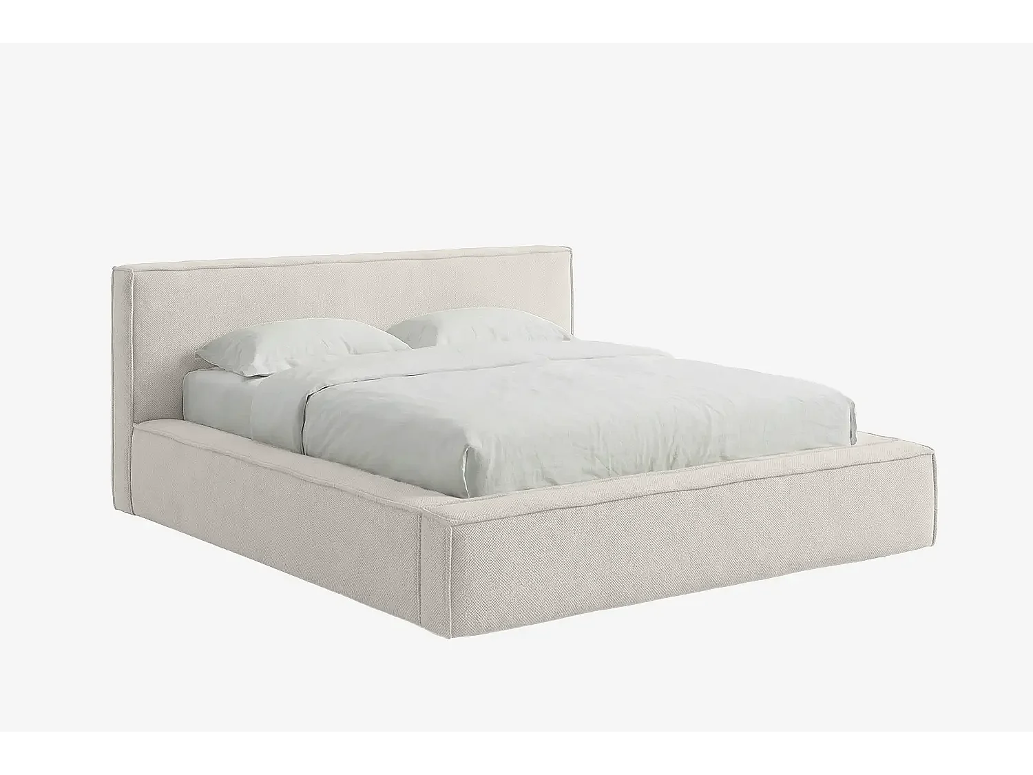 Lit capitonné MNUUO BUUN avec coffre de rangement, blanc, 120 x 200 cm, sommier à lattes en bois relevable