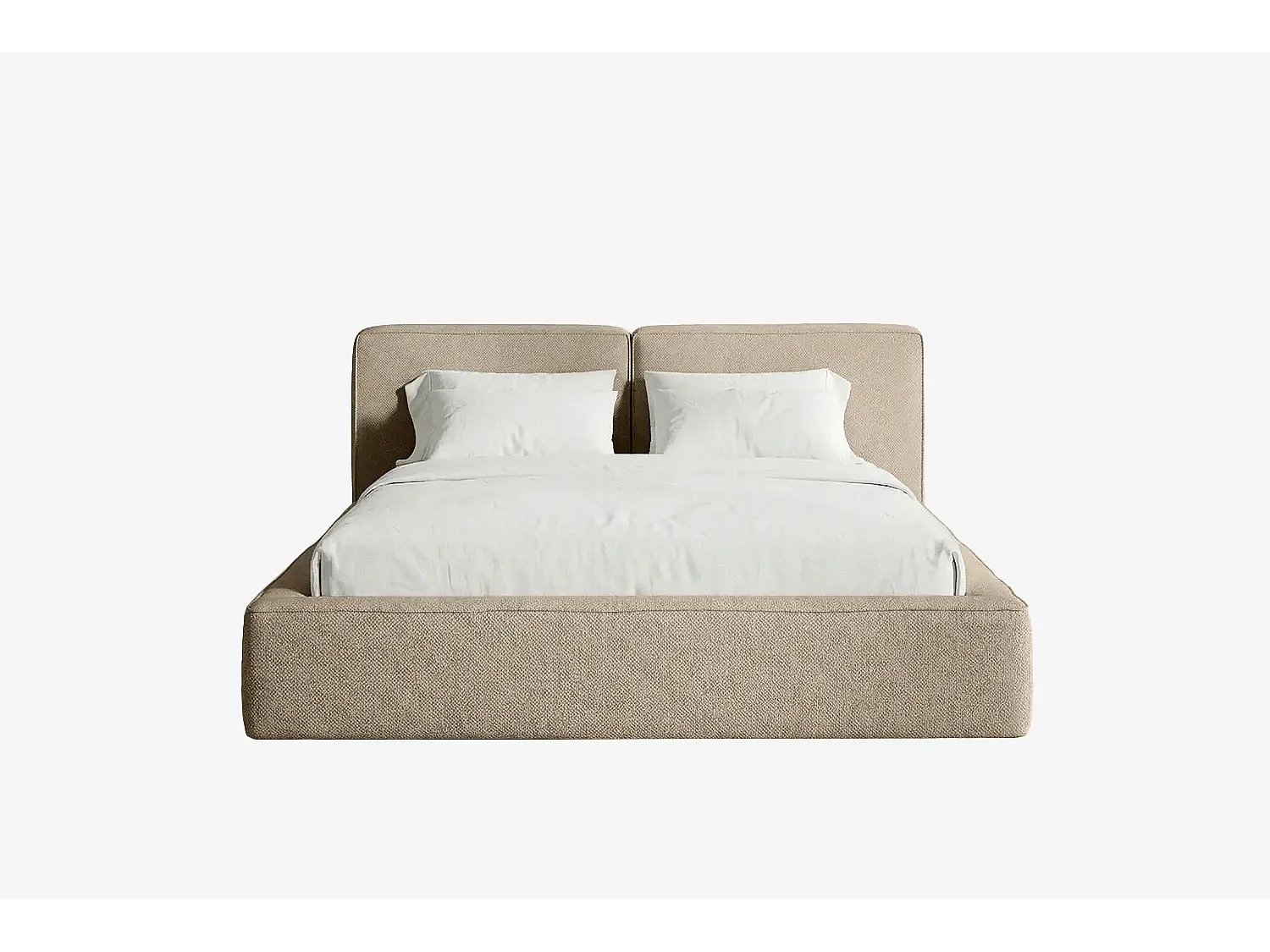 Lit capitonné MNUUO NEENO avec coffre de rangement, taupe, 160 x 200 cm, sommier à lattes en bois relevable