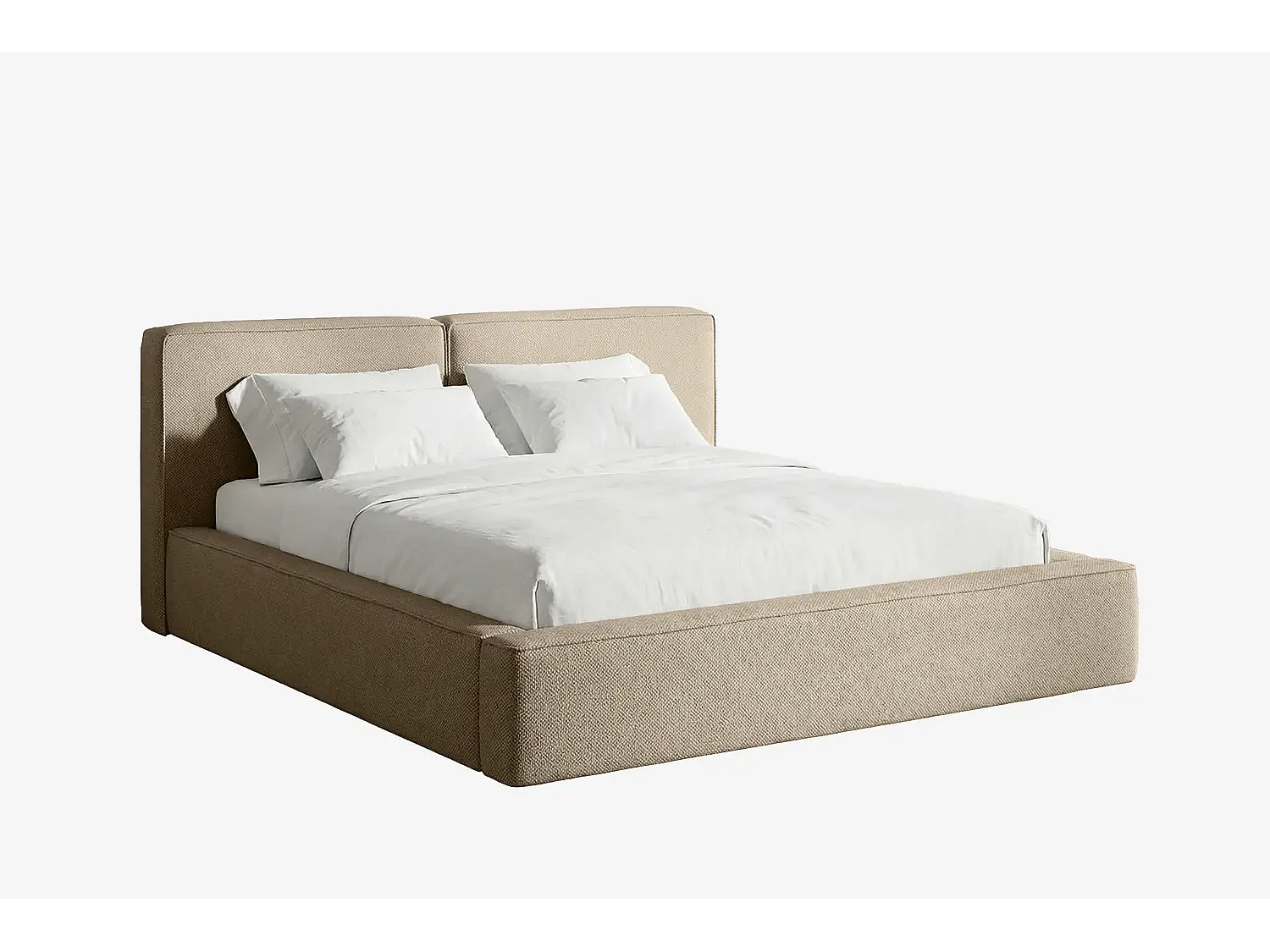 Lit capitonné MNUUO NEENO avec coffre de rangement, taupe, 160 x 200 cm, sommier à lattes en bois relevable