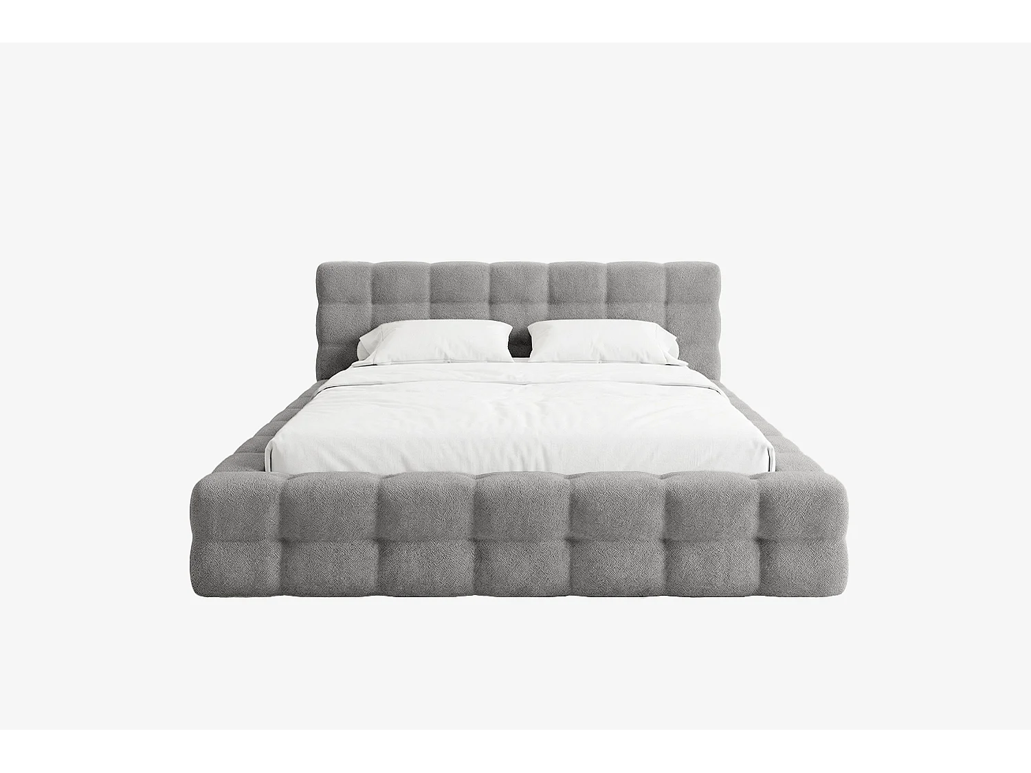 MNUUO Gestoffeerd bed KAIO met opbergbox, grijs, 140 x 200 cm, opklapbare lattenbodem