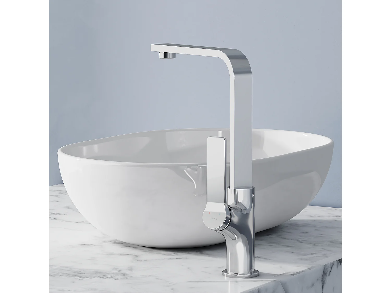 EMKE Mitigeur de Cuisine Chromé, Robinet Monocommande Rotatif 360°, 30,3 × 22,5 cm, Design Fin en Acier Inoxydable
