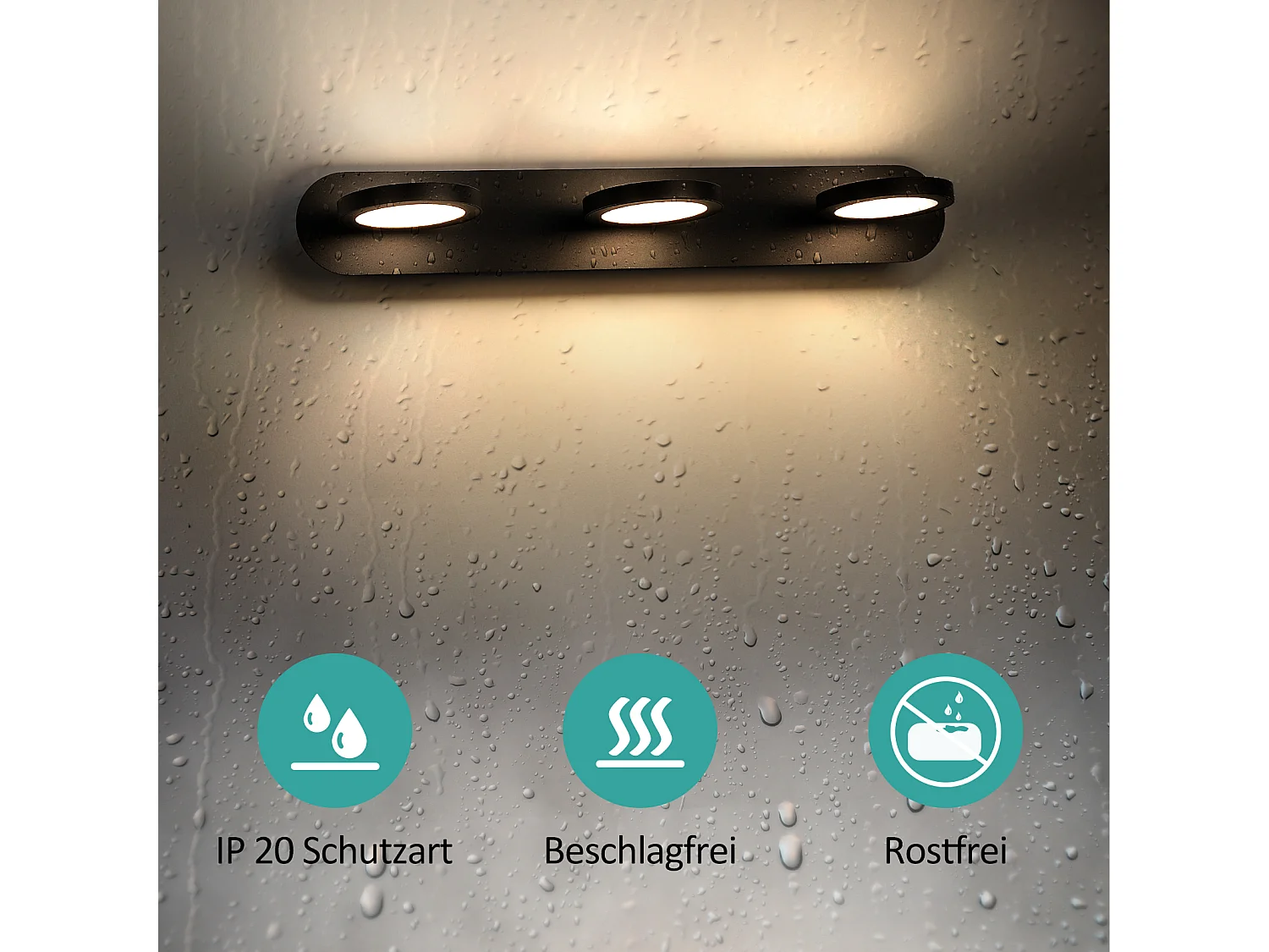 EMKE Applique LED murale noire pour salle de bain, éclairage miroir 50 cm, 15 W, lumière neutre 4000 K