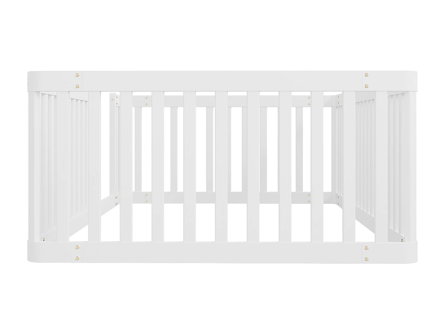 Lit cabane 90x200 cm avec barrières style clôture, design sécurisé pour chambre enfant, structure bois blanc