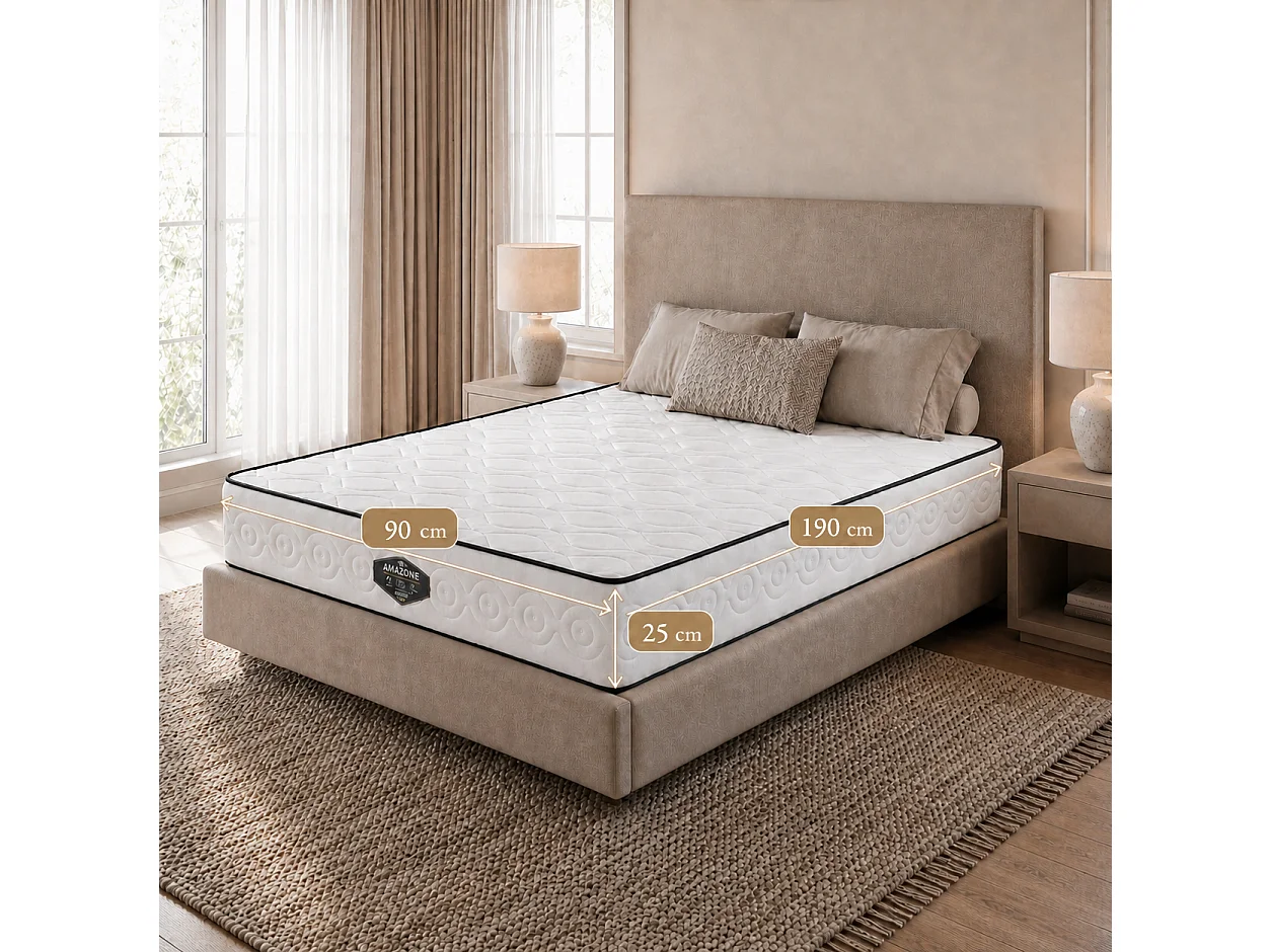 SIMPUR Matelas mousse à mémoire de forme AMAZONE 90x190 cm, hauteur +/- 25 cm