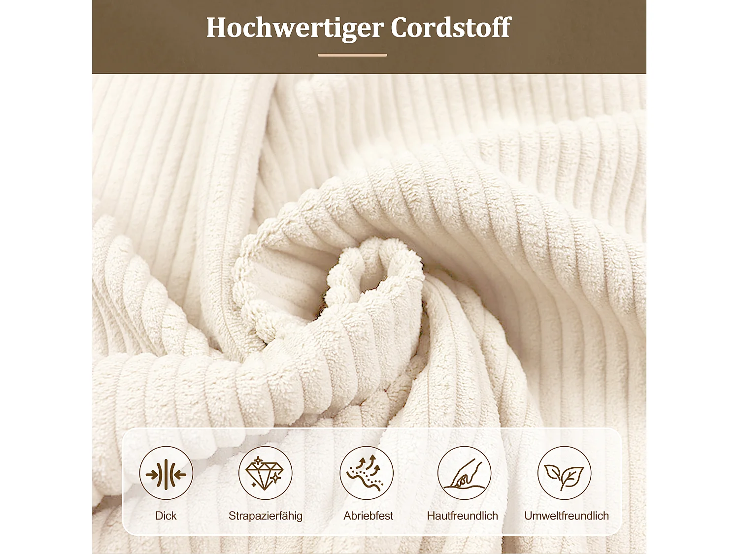 Lit coffre rembourrée 180x200 cm avec tête de lit, rangement intégré, Velours côtelé, beige