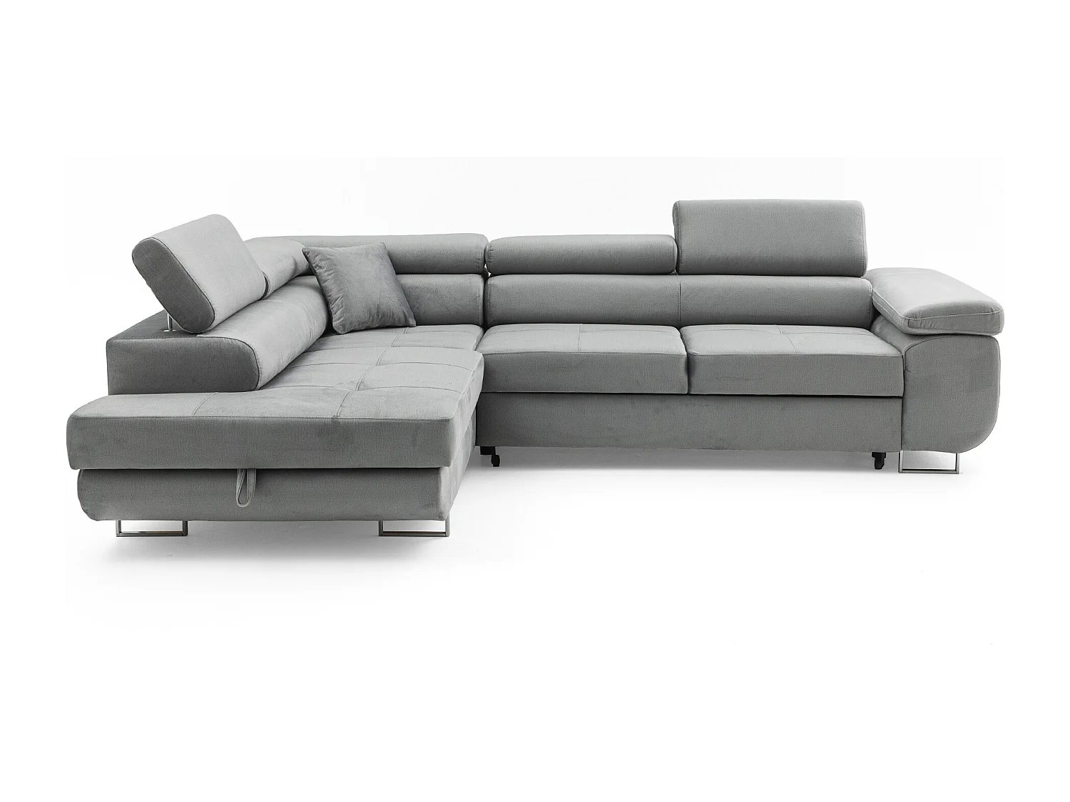 Ecksofa WILD L links mit Schlaffunktion 127x195 Velours grau