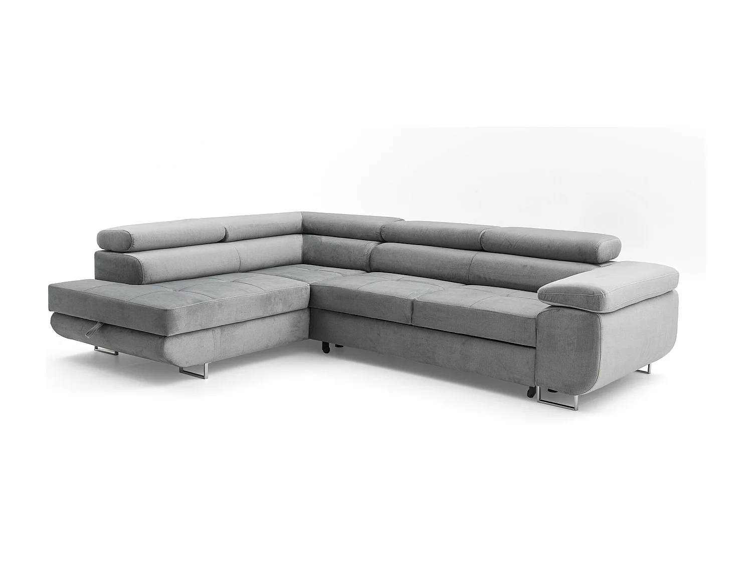 Ecksofa WILD L links mit Schlaffunktion 127x195 Velours grau