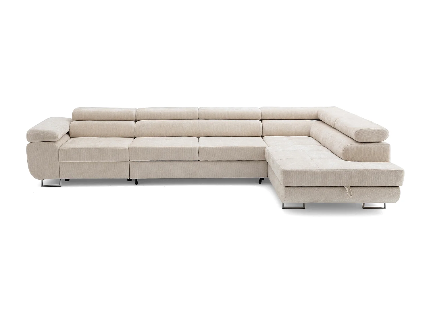 Canapé d'angle WILD MAXI L Droit avec fonction couchage 125x195 Chenille Beige