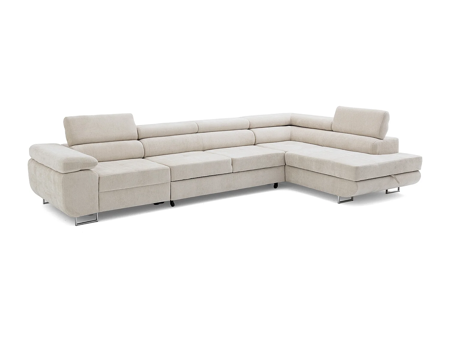Canapé d'angle WILD MAXI L Droit avec fonction couchage 125x195 Chenille Beige