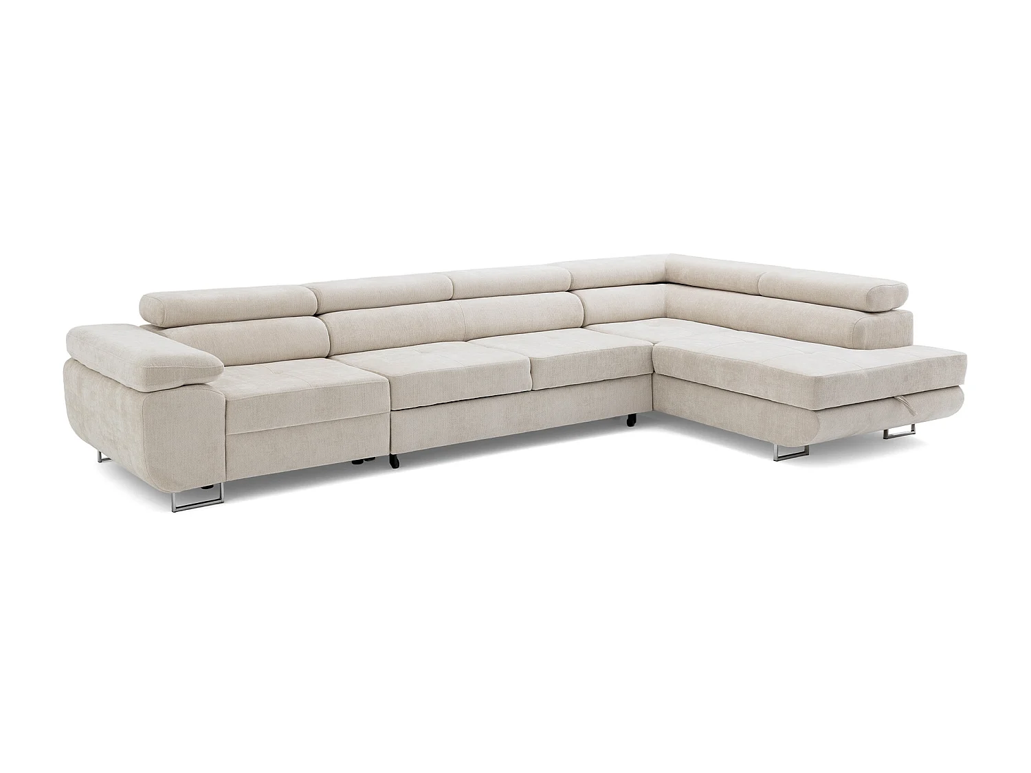Canapé d'angle WILD MAXI L Droit avec fonction couchage 125x195 Chenille Beige