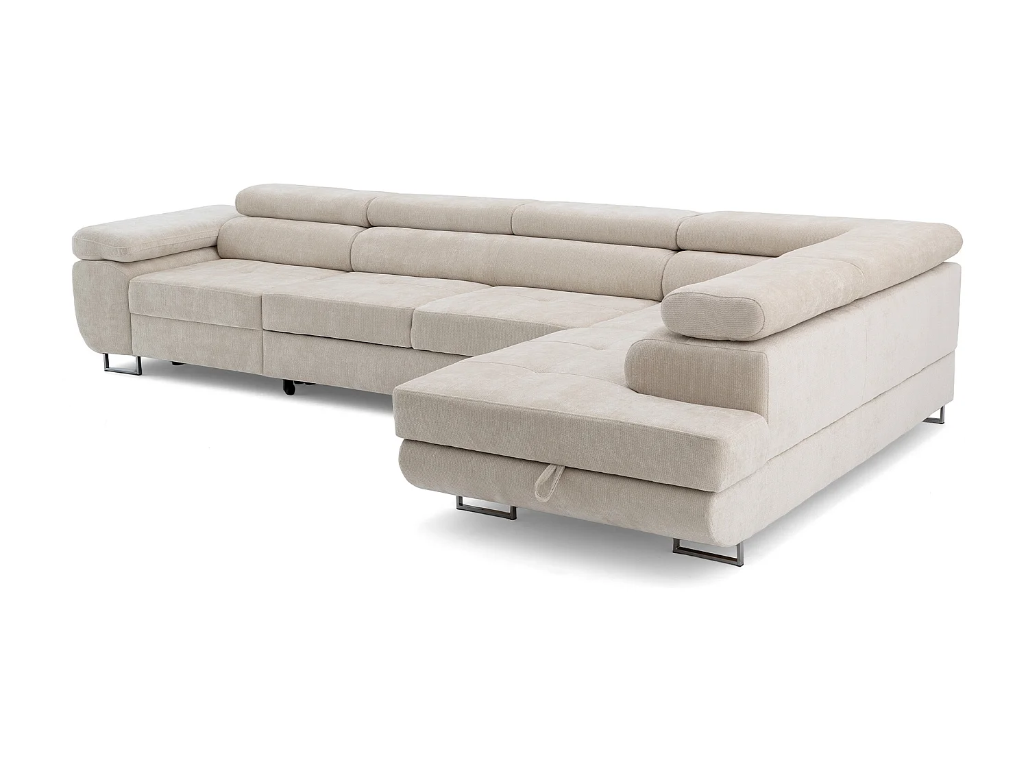Canapé d'angle WILD MAXI L Droit avec fonction couchage 125x195 Chenille Beige