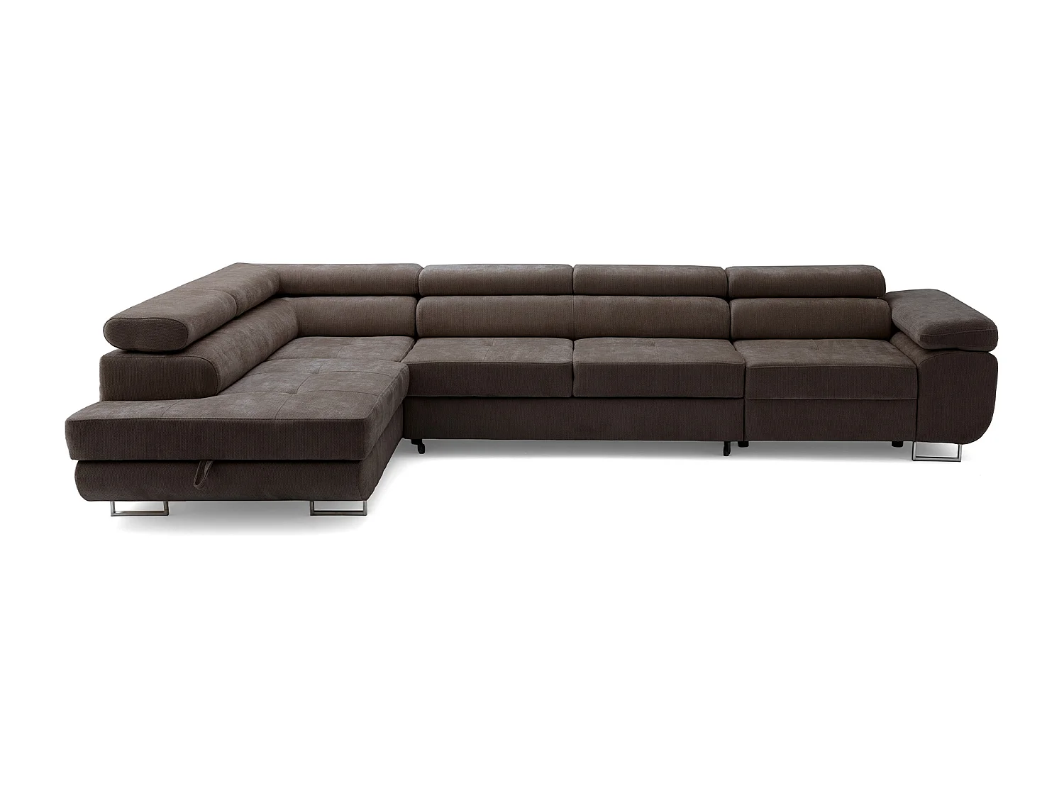 Canapé d'angle WILD MAXI L Gauche avec fonction couchage 125x195 Chenille Marron foncé