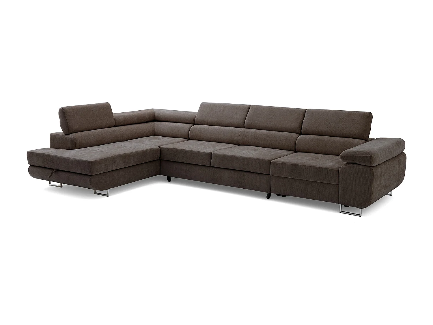 Canapé d'angle WILD MAXI L Gauche avec fonction couchage 125x195 Chenille Marron foncé