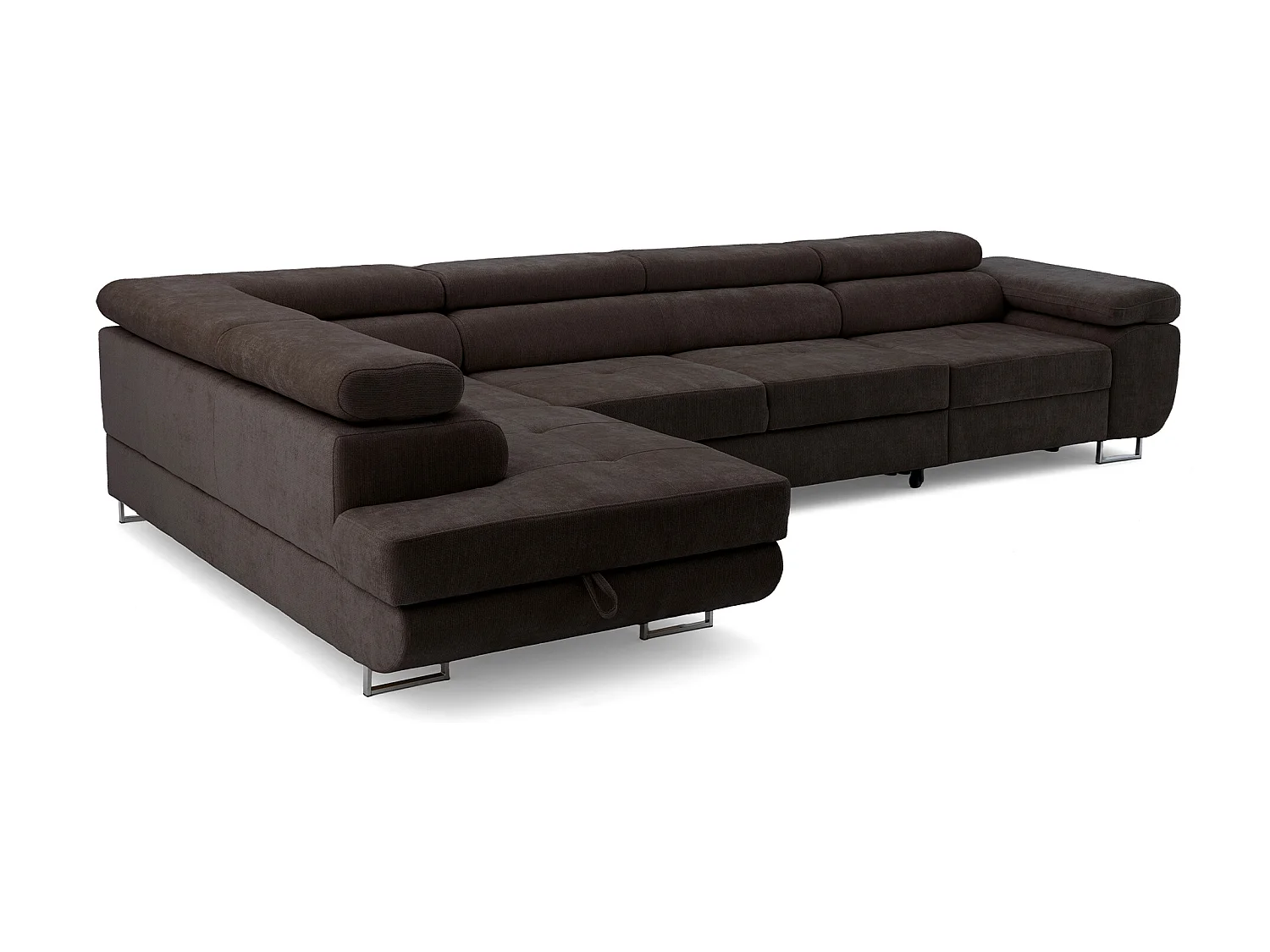 Canapé d'angle WILD MAXI L Gauche avec fonction couchage 125x195 Chenille Marron foncé
