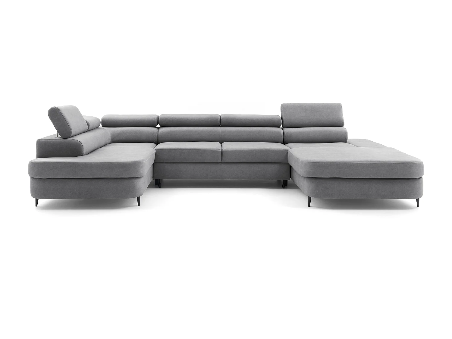Canapé panoramique convertible avec coffre PRIAM U Gauche avec fonction couchage  Velours Gris