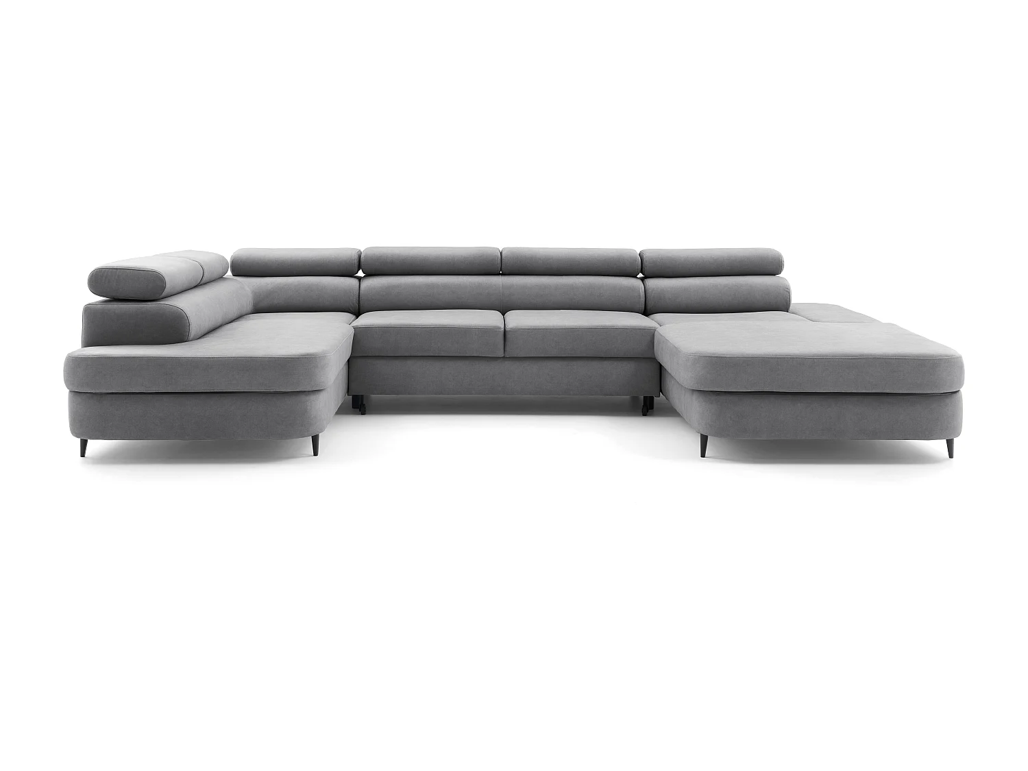 Canapé panoramique convertible avec coffre PRIAM U Gauche avec fonction couchage  Velours Gris