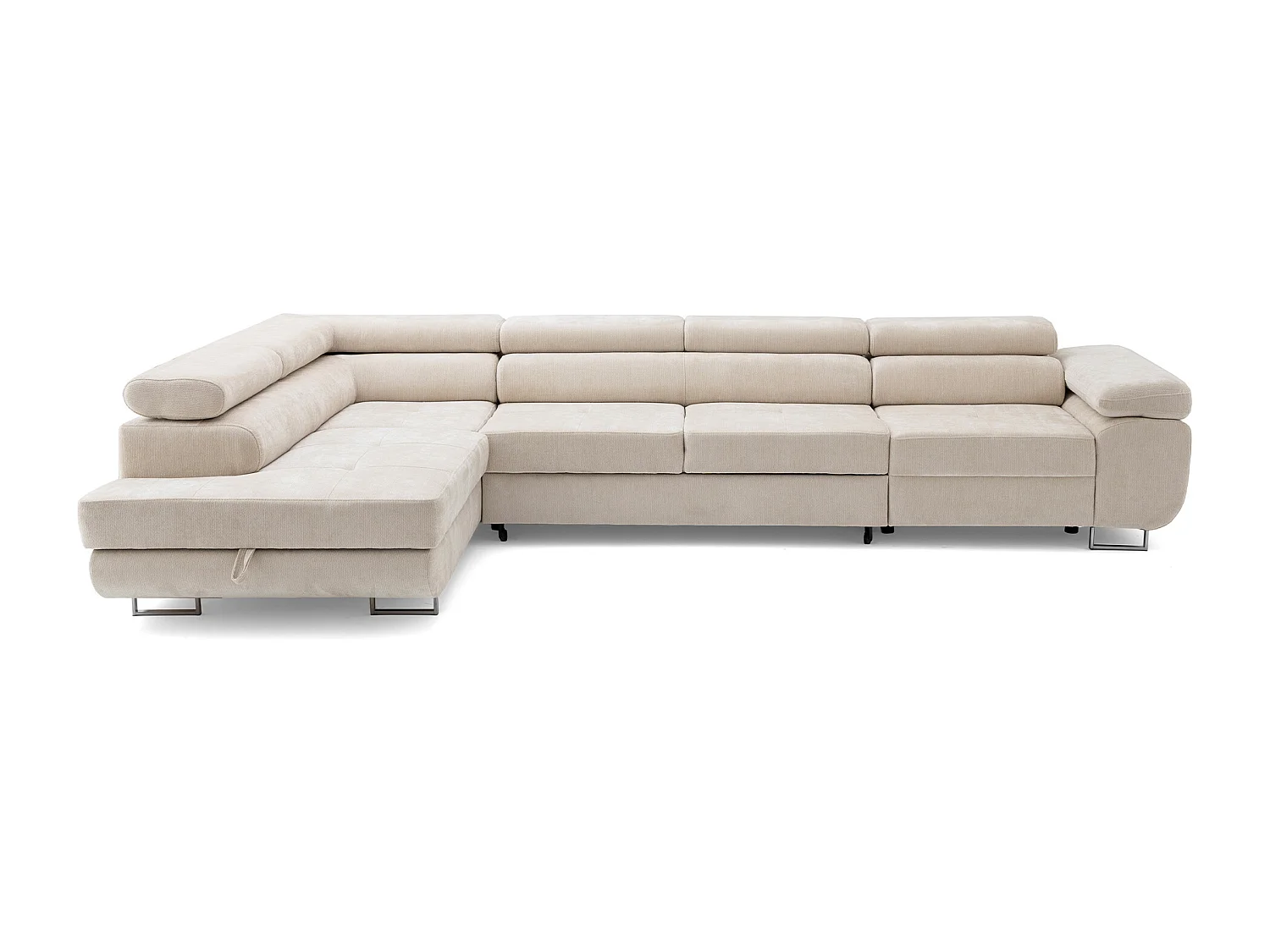 Canapé d'angle WILD MAXI L Gauche avec fonction couchage 125x195 Chenille Beige