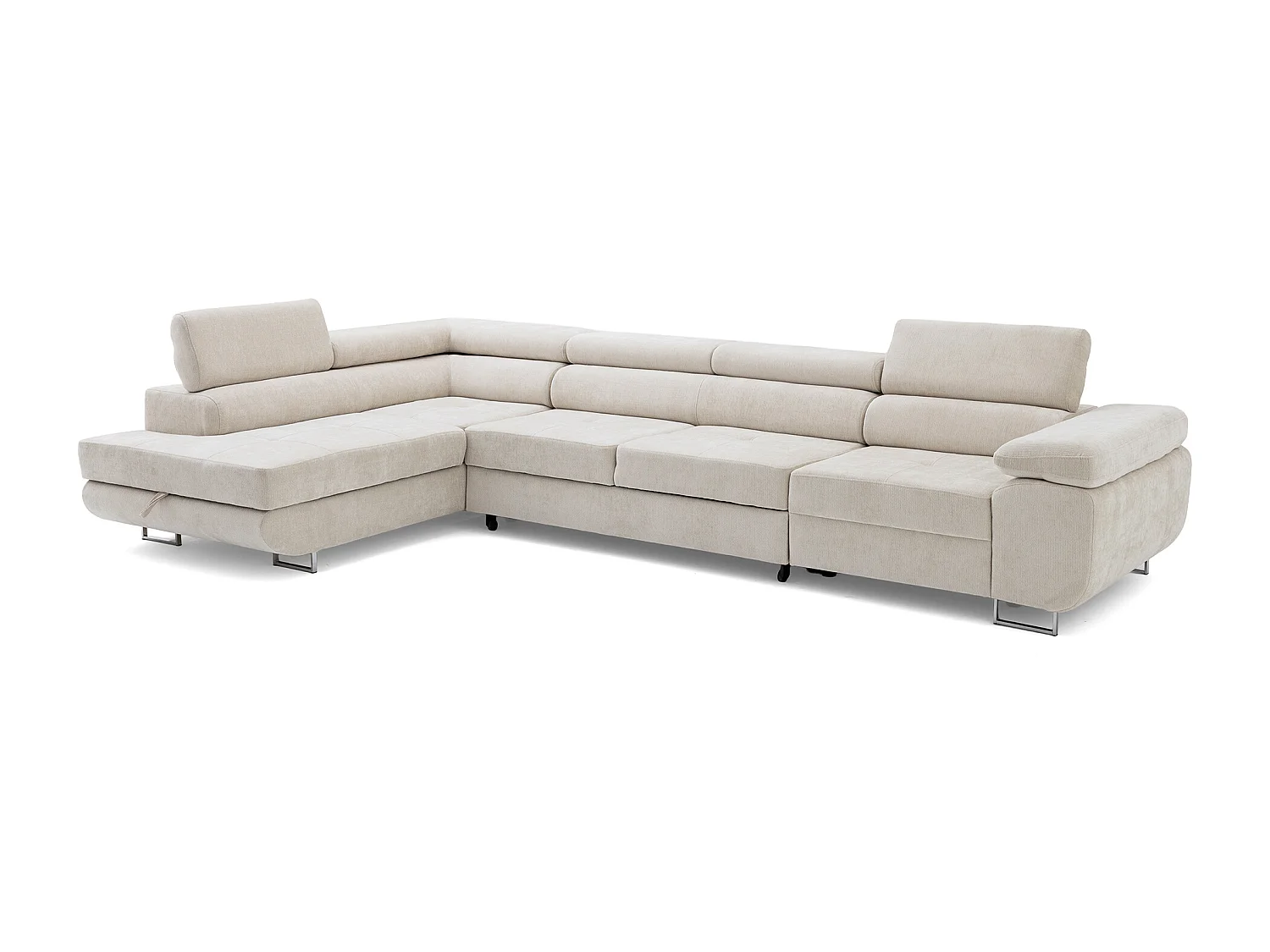 Canapé d'angle WILD MAXI L Gauche avec fonction couchage 125x195 Chenille Beige