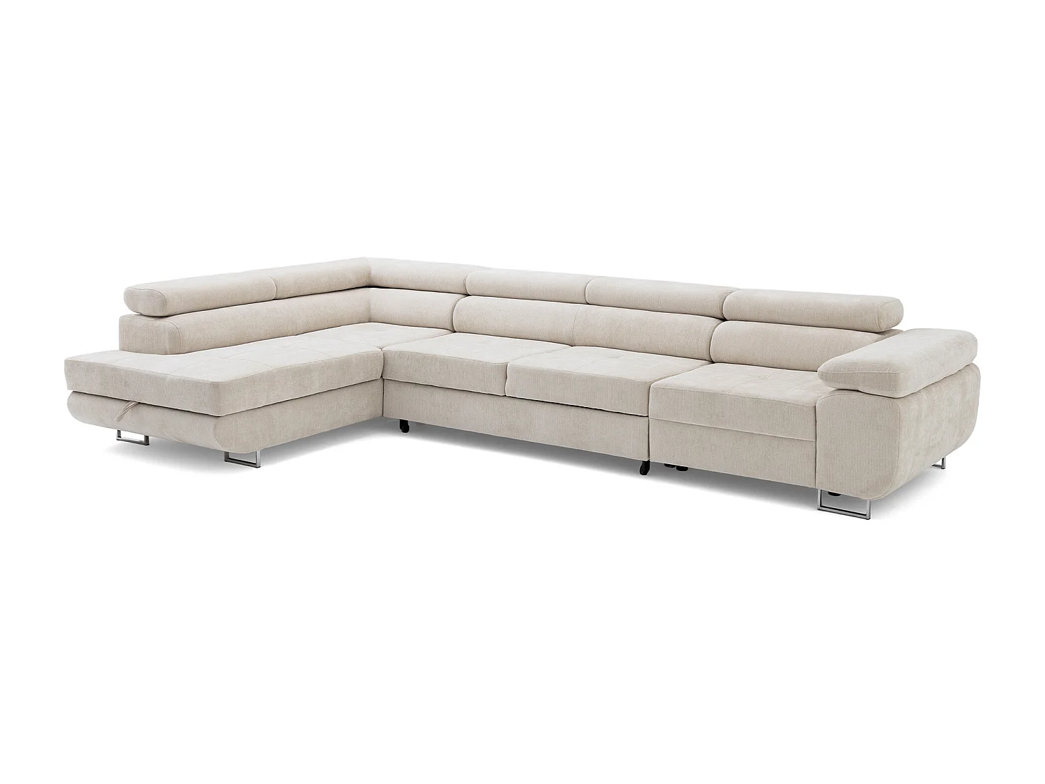 Canapé d'angle WILD MAXI L Gauche avec fonction couchage 125x195 Chenille Beige