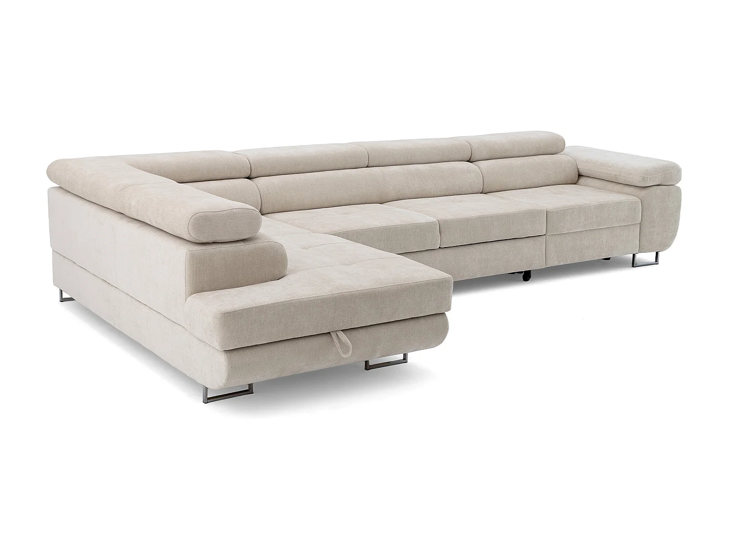 Canapé d'angle WILD MAXI L Gauche avec fonction couchage 125x195 Chenille Beige