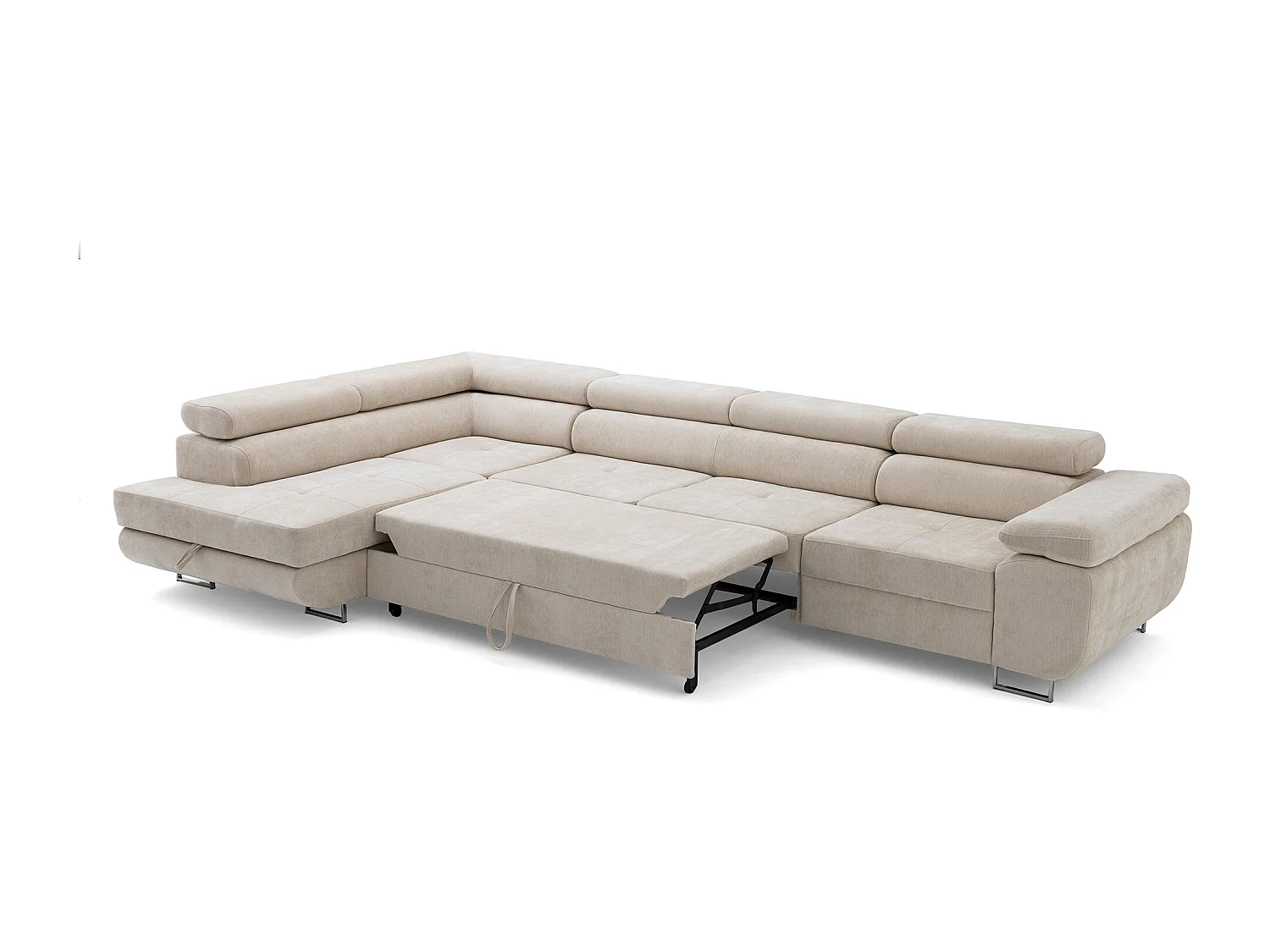 Canapé d'angle WILD MAXI L Gauche avec fonction couchage 125x195 Chenille Beige