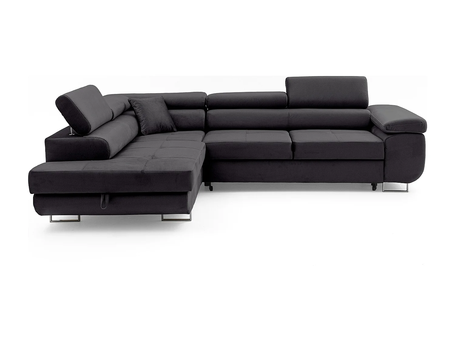 Ecksofa WILD L links mit Schlaffunktion 127x195 Velours anthrazitgrau