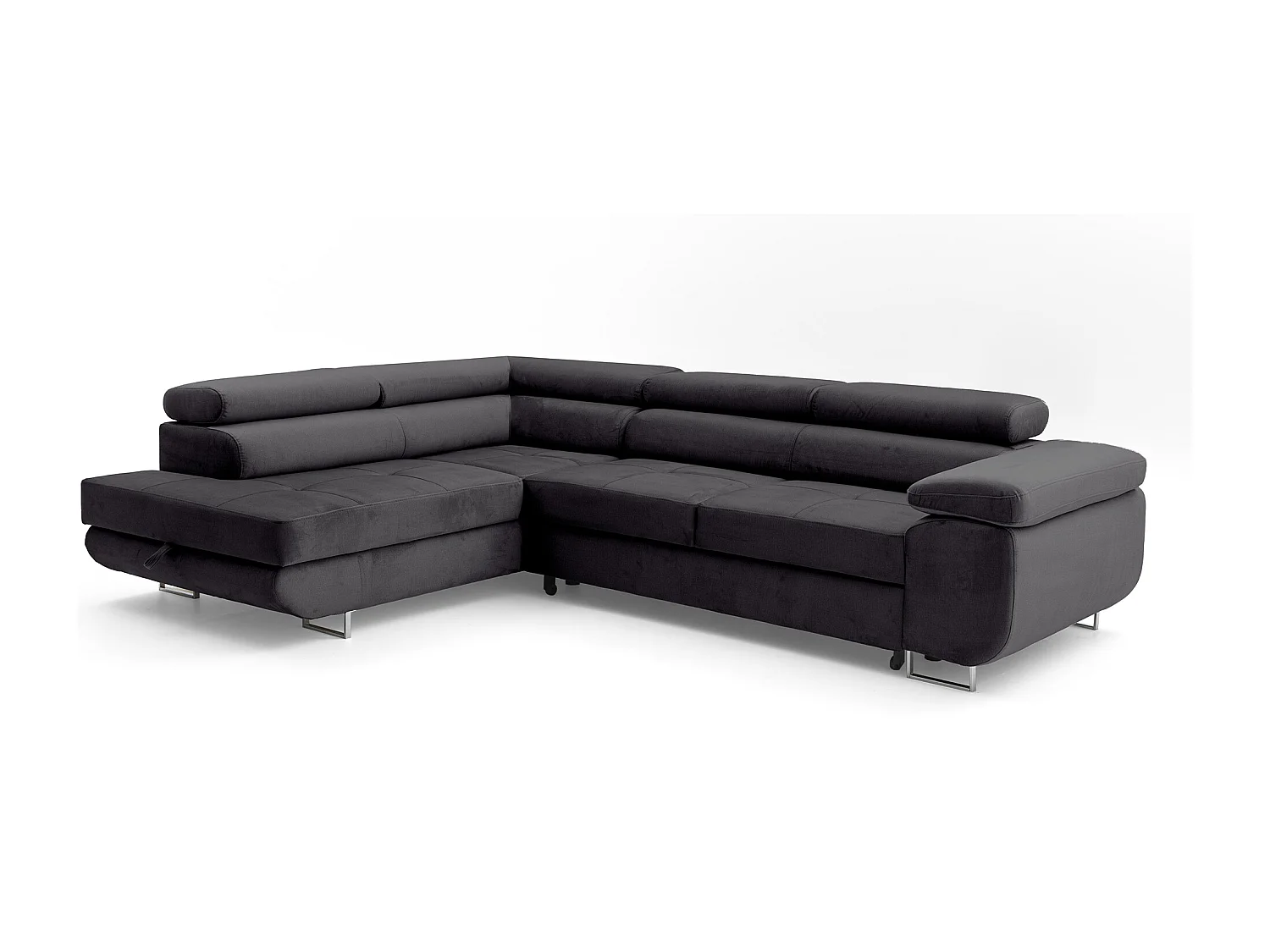 Ecksofa WILD L links mit Schlaffunktion 127x195 Velours anthrazitgrau