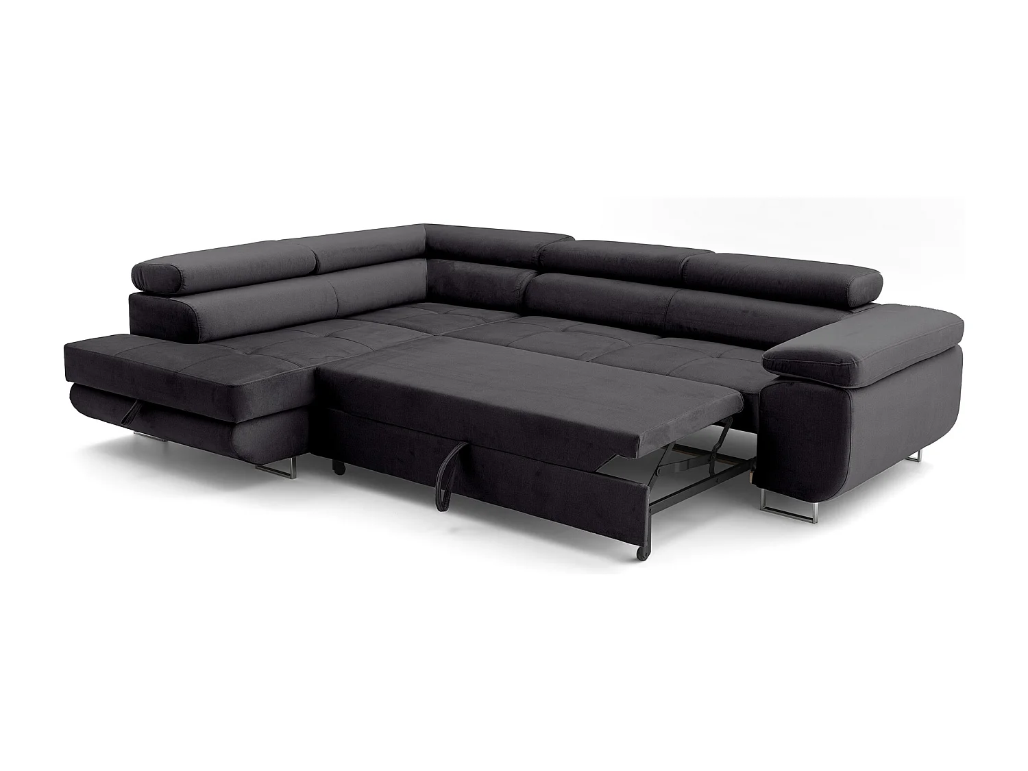 Ecksofa WILD L links mit Schlaffunktion 127x195 Velours anthrazitgrau
