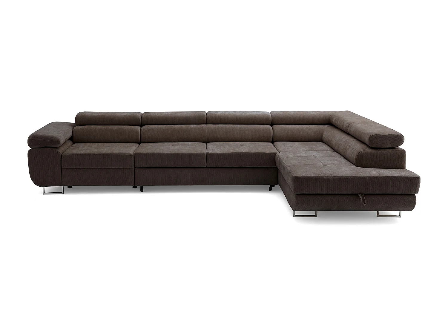 Canapé d'angle WILD MAXI L Droit avec fonction couchage 125x195 Chenille Marron foncé