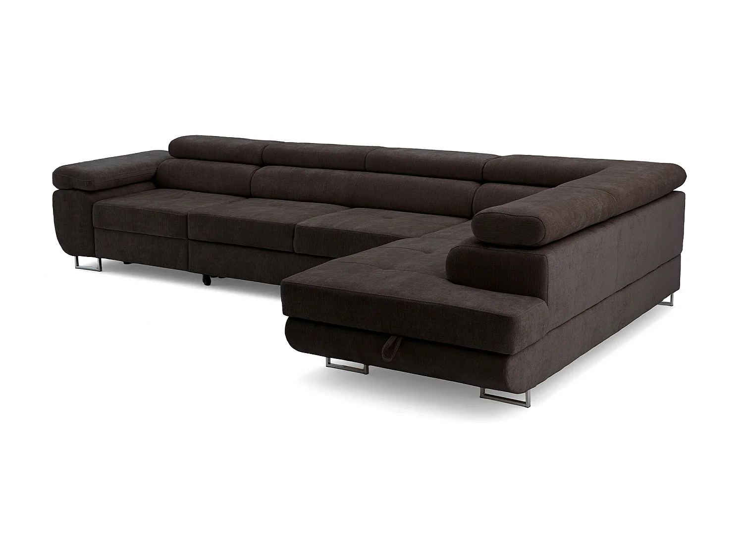Canapé d'angle WILD MAXI L Droit avec fonction couchage 125x195 Chenille Marron foncé