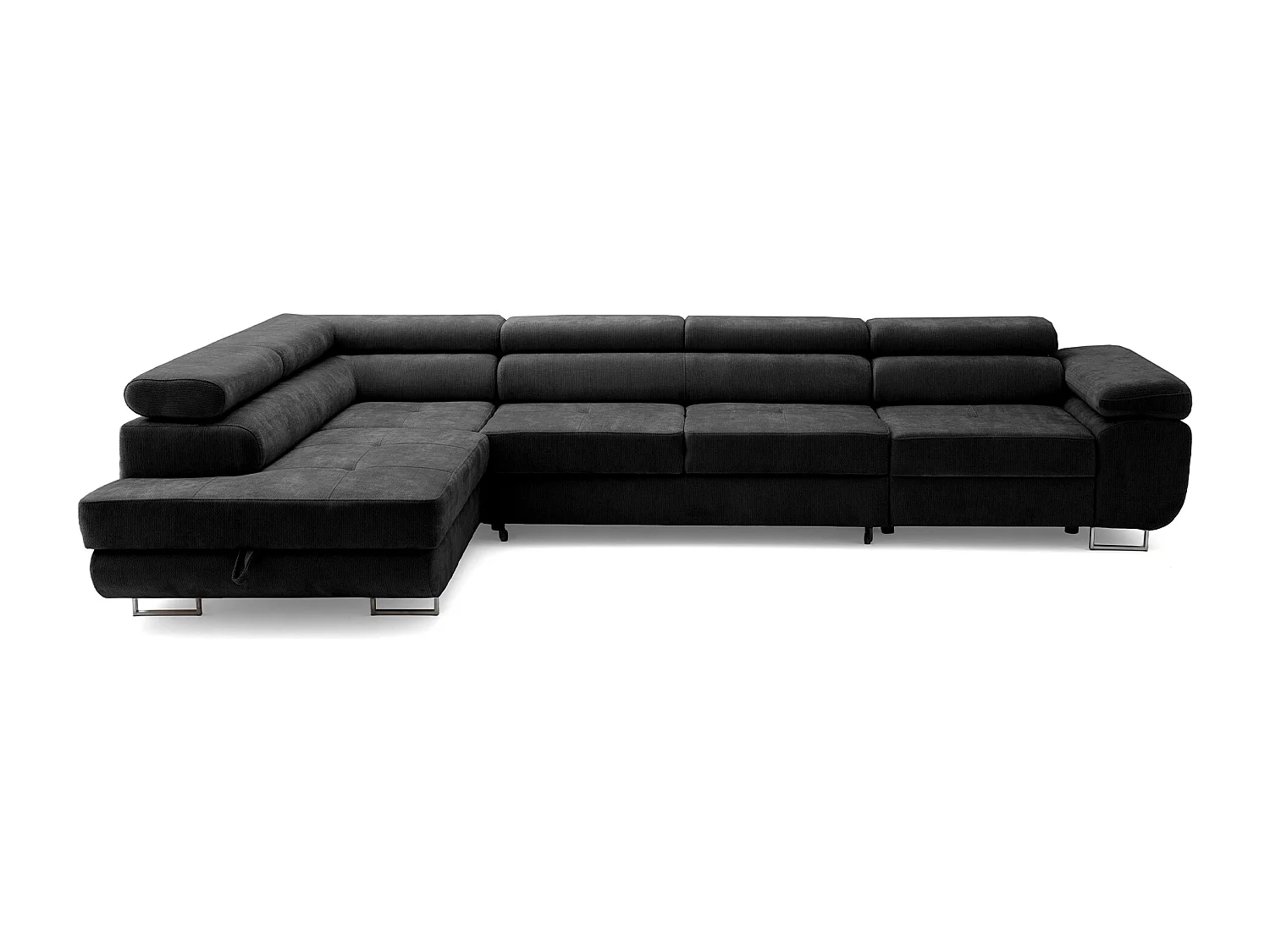 Canapé d'angle WILD MAXI L Gauche avec fonction couchage 125x195 Chenille Noir