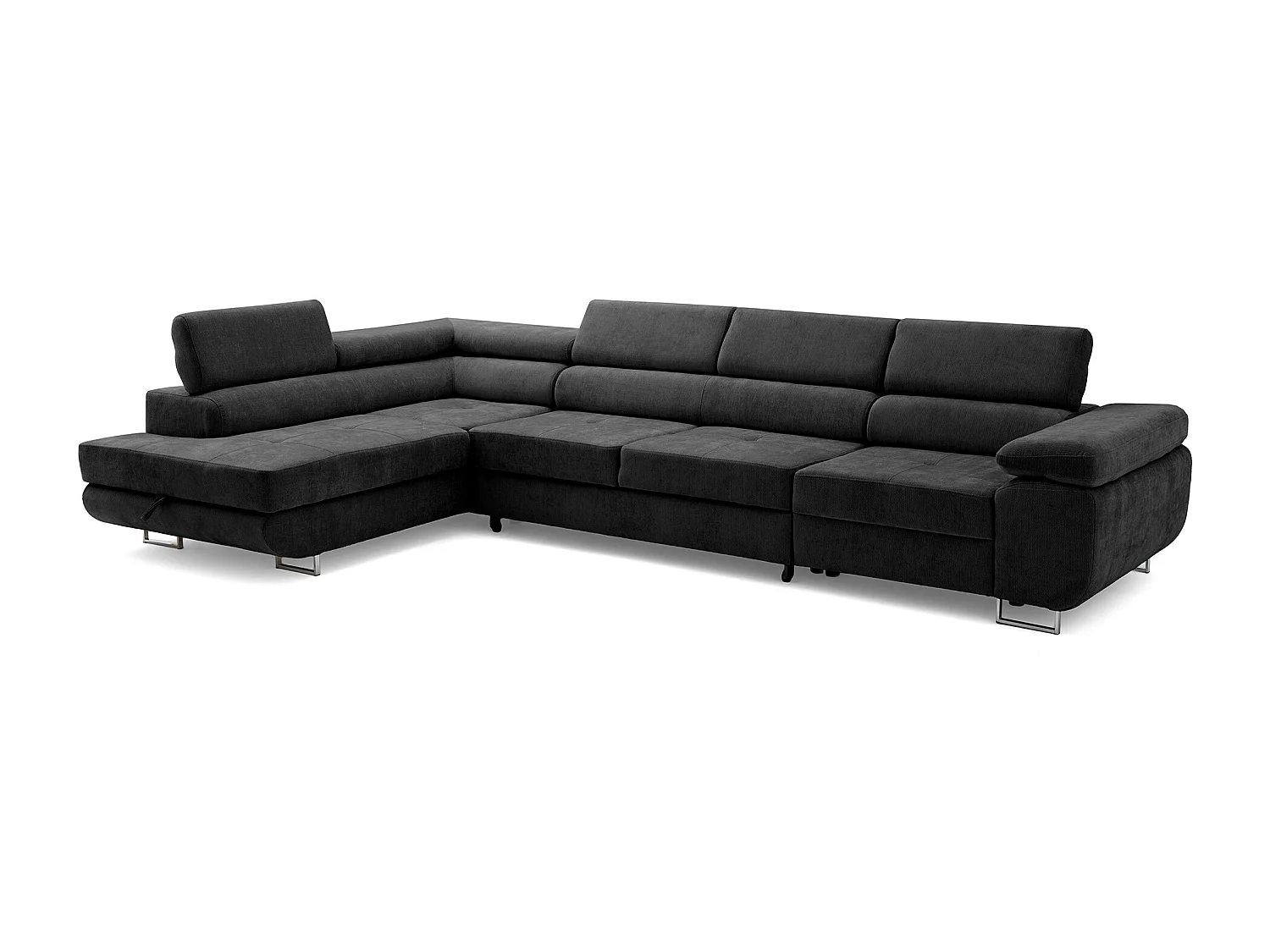 Canapé d'angle WILD MAXI L Gauche avec fonction couchage 125x195 Chenille Noir