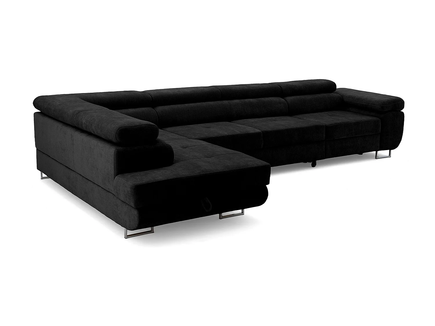 Canapé d'angle WILD MAXI L Gauche avec fonction couchage 125x195 Chenille Noir