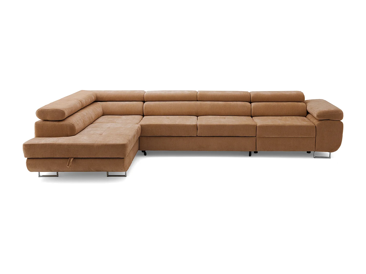 Canapé d'angle WILD MAXI L Gauche avec fonction couchage 125x195 Chenille Marron