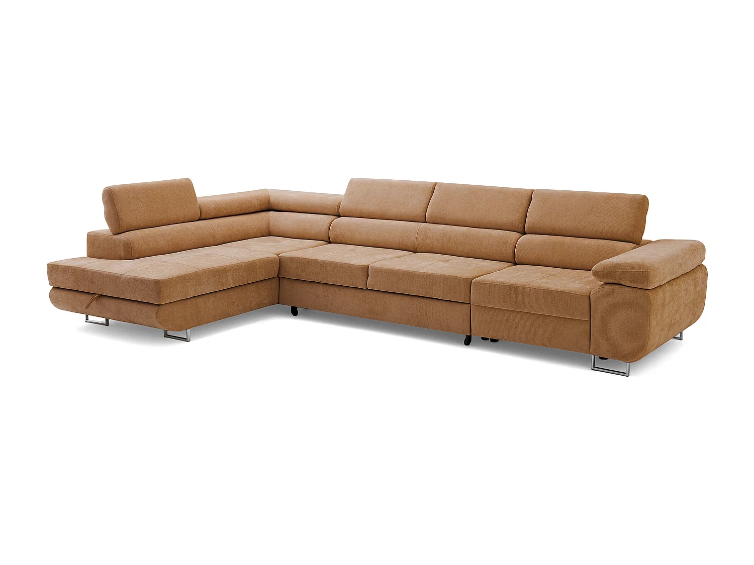 Canapé d'angle WILD MAXI L Gauche avec fonction couchage 125x195 Chenille Marron