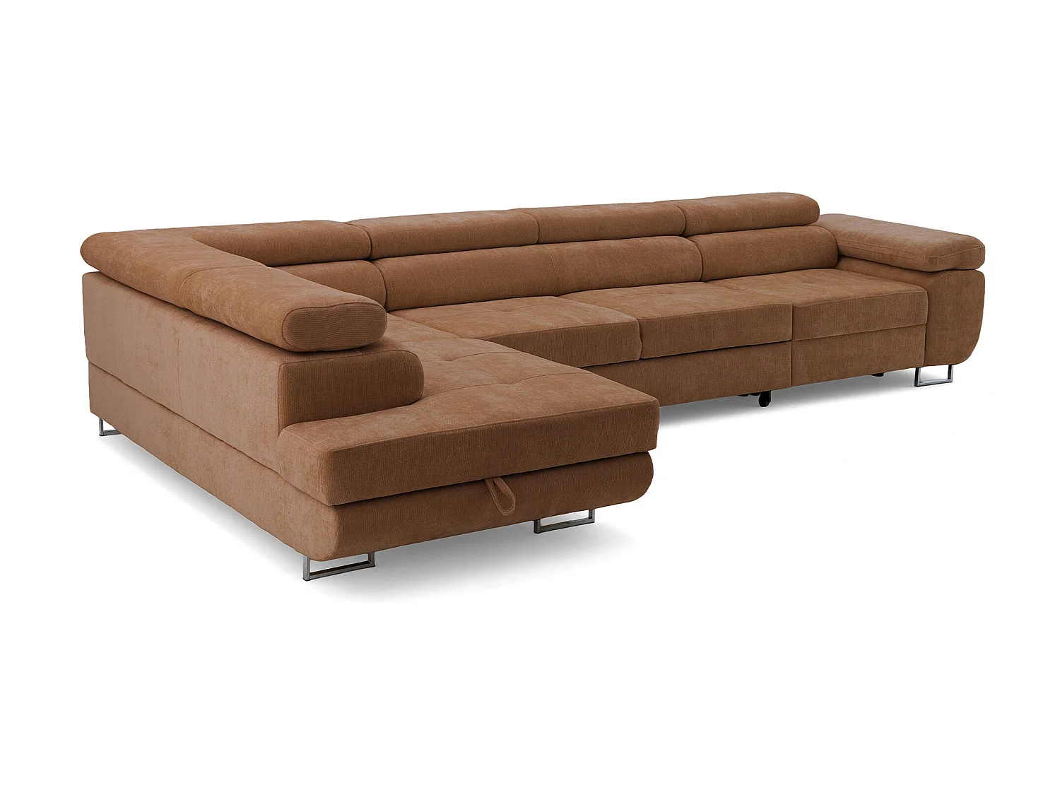 Canapé d'angle WILD MAXI L Gauche avec fonction couchage 125x195 Chenille Marron