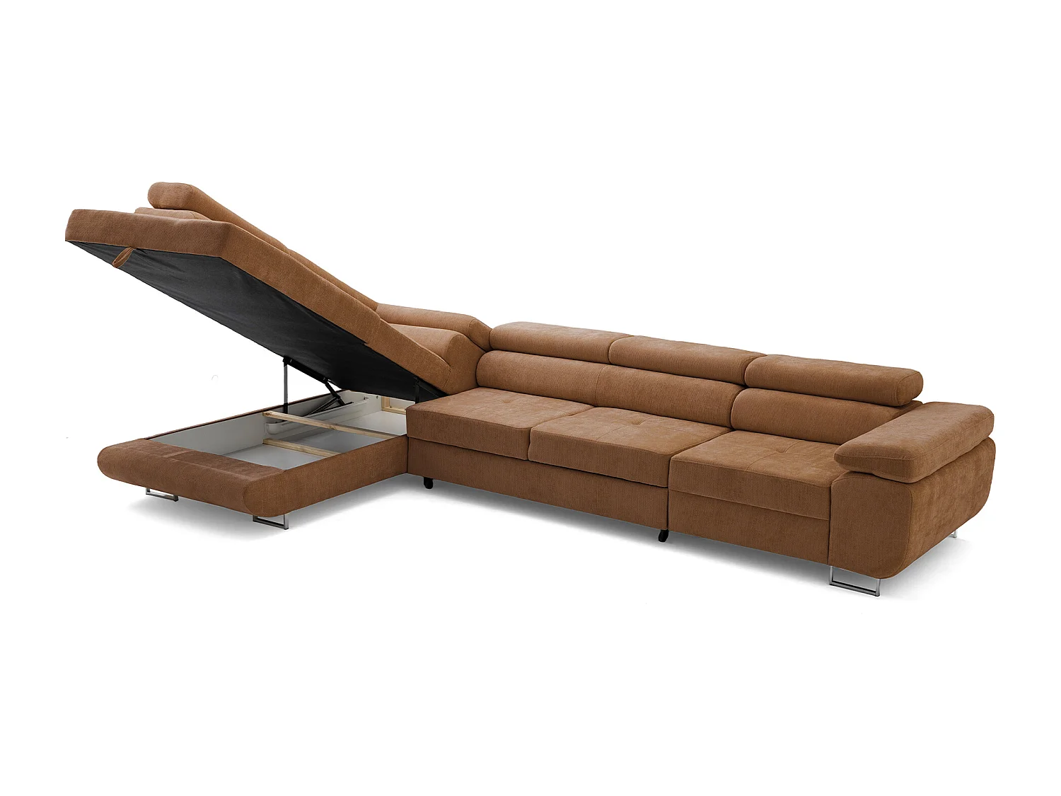 Canapé d'angle WILD MAXI L Gauche avec fonction couchage 125x195 Chenille Marron