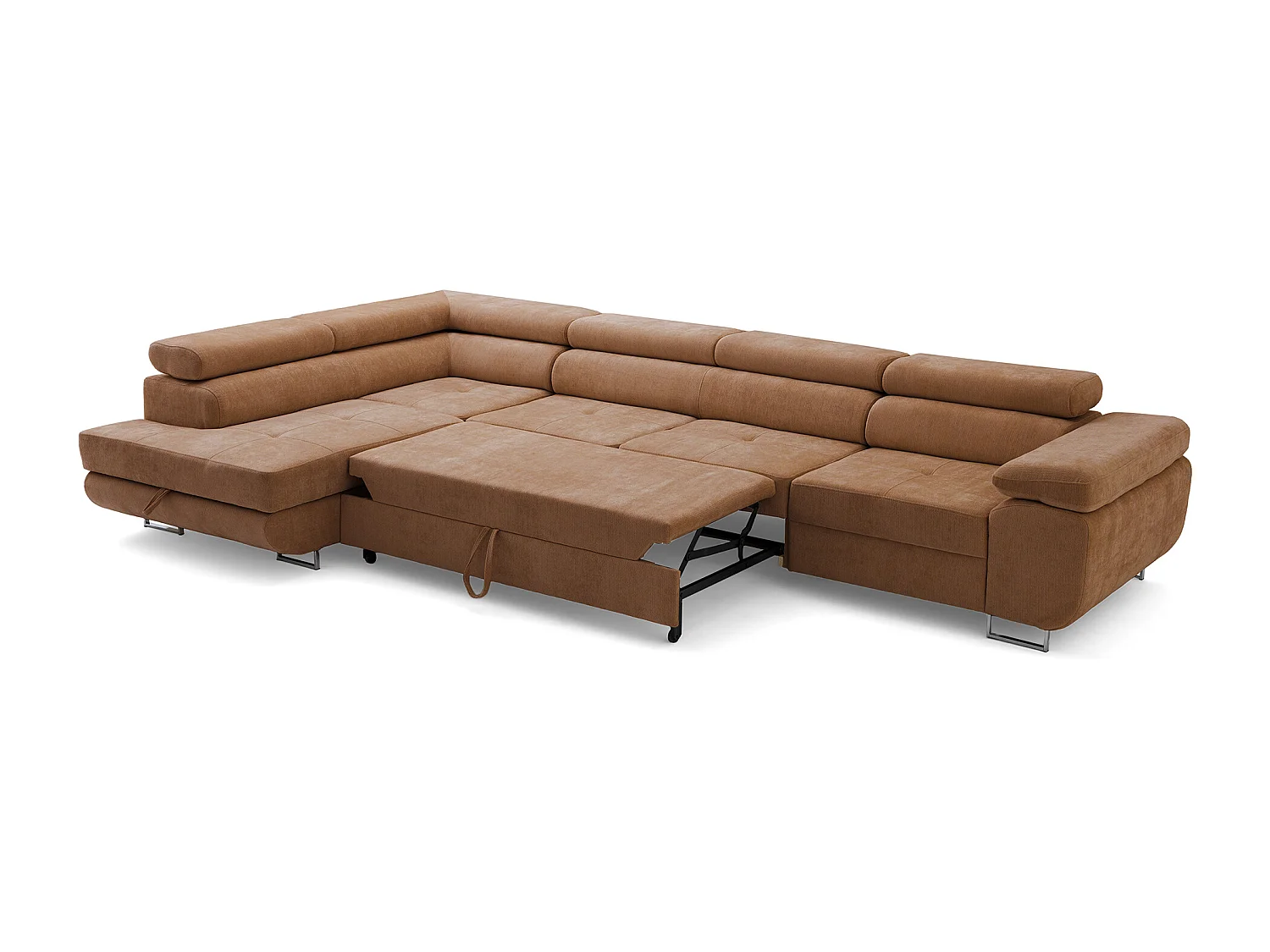 Canapé d'angle WILD MAXI L Gauche avec fonction couchage 125x195 Chenille Marron
