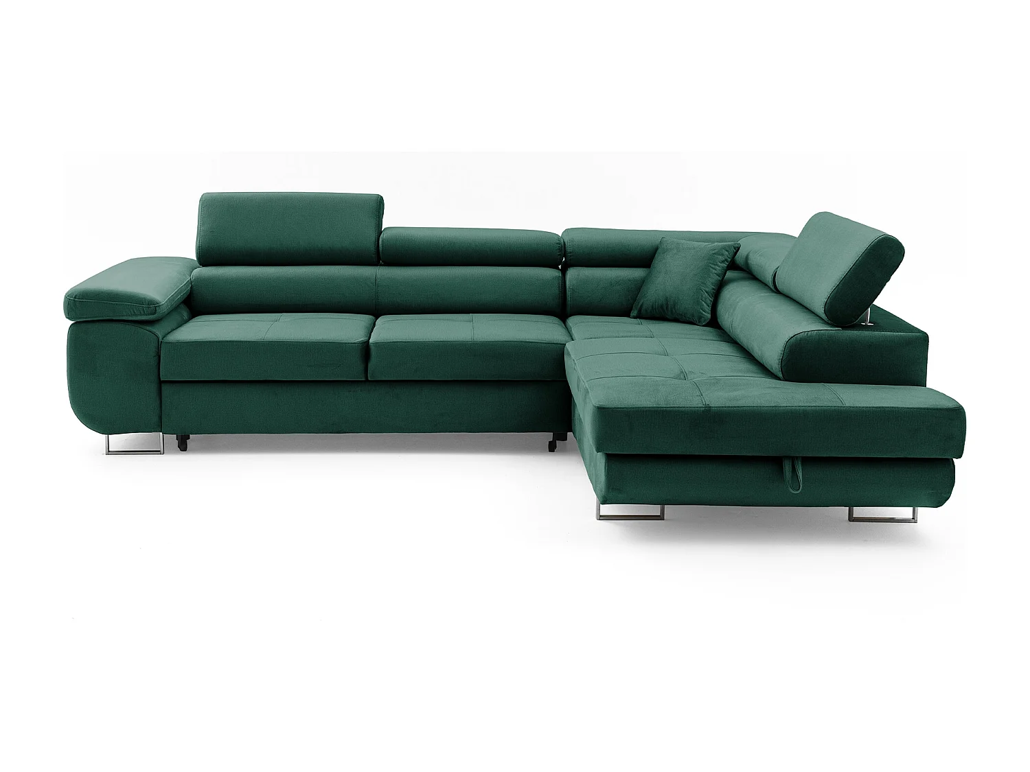 Ecksofa WILD L rechts mit Schlaffunktion 127x195 Velours grün