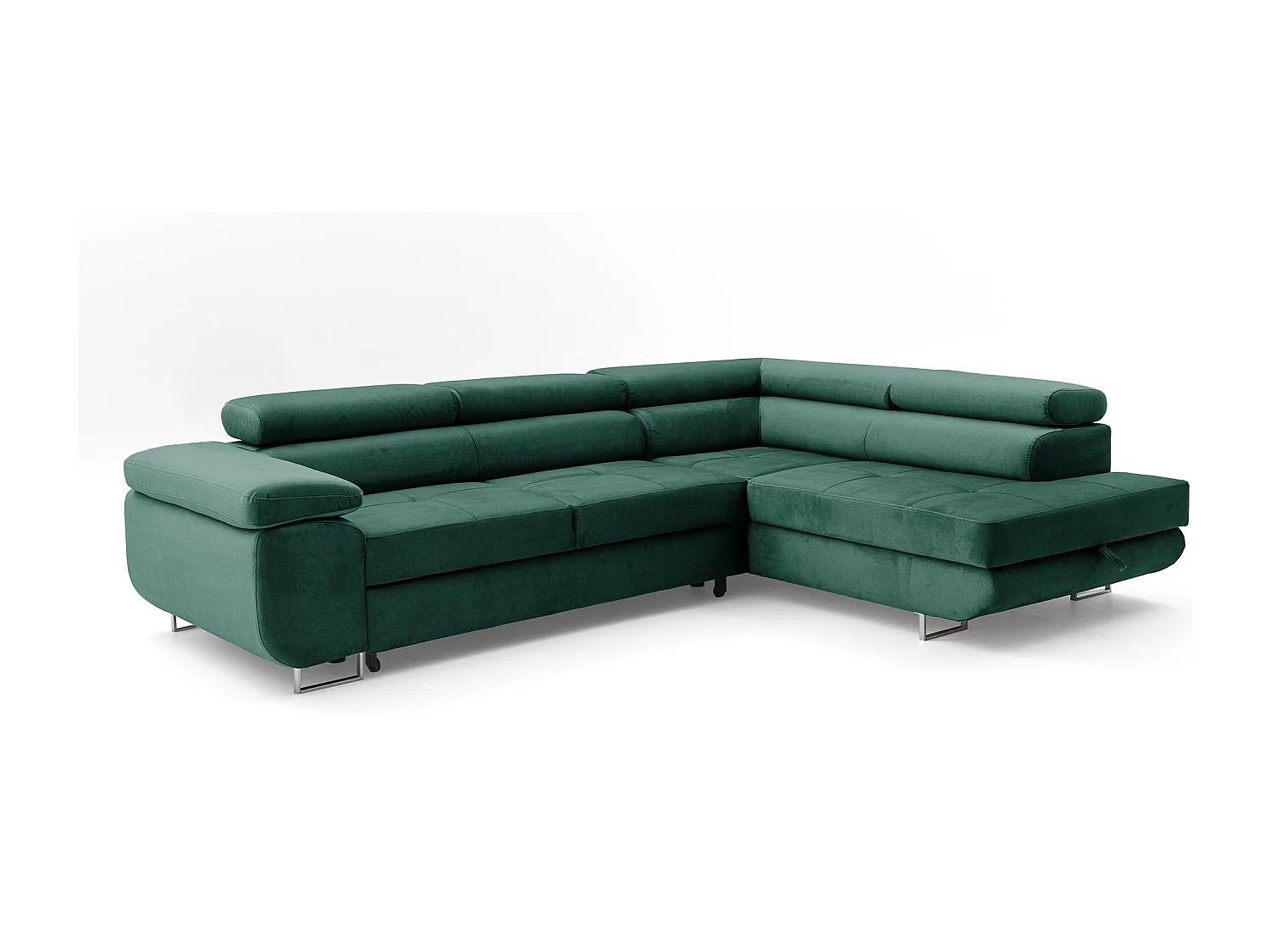 Ecksofa WILD L rechts mit Schlaffunktion 127x195 Velours grün