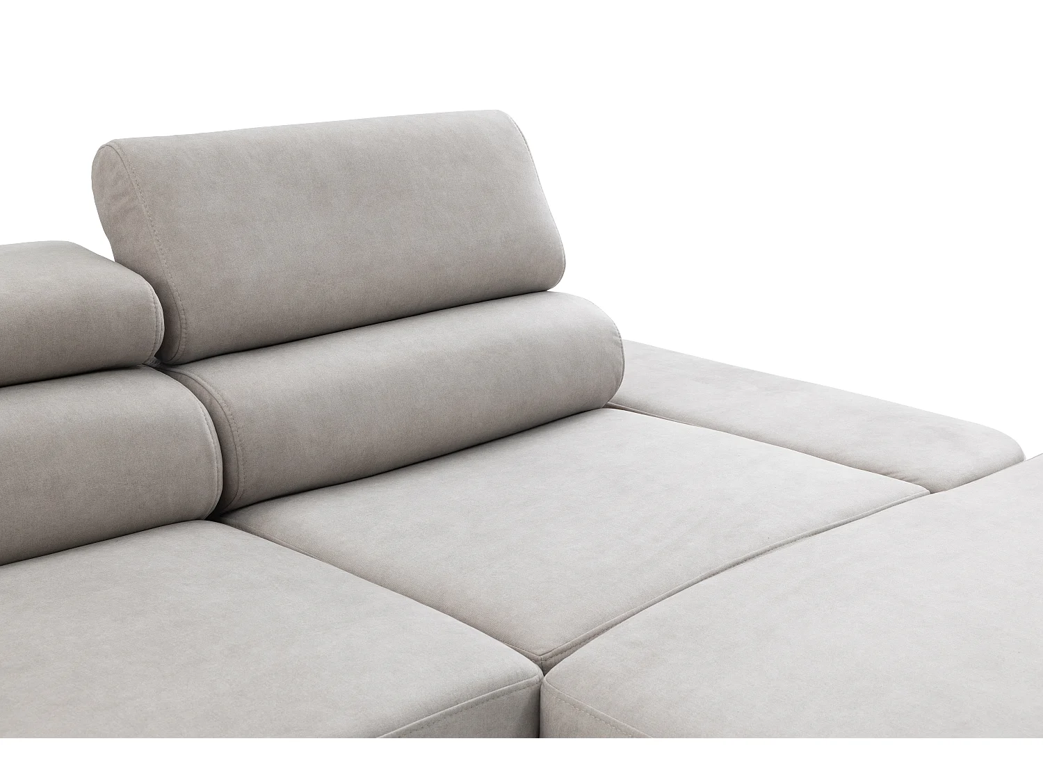 Canapé panoramique convertible avec coffre PRIAM U Gauche avec fonction couchage  Velours crème