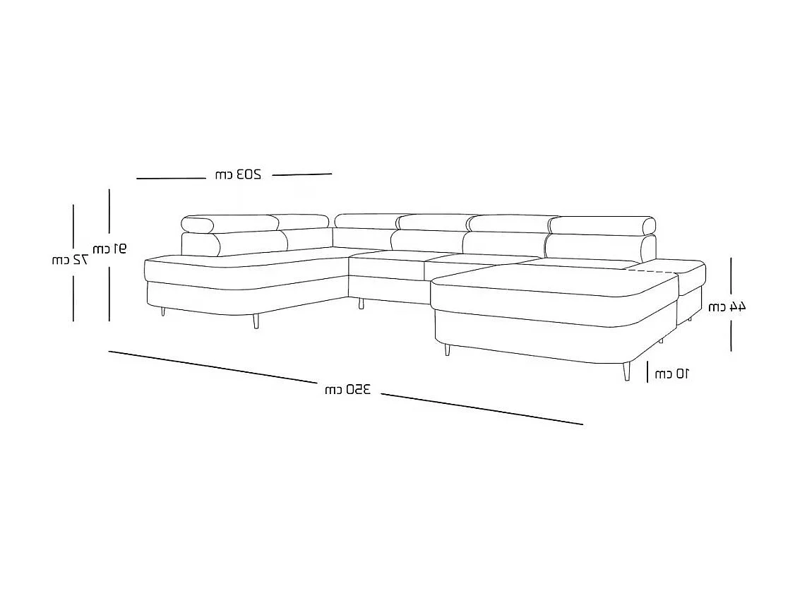 Canapé panoramique convertible avec coffre PRIAM U Gauche avec fonction couchage  Velours Miel