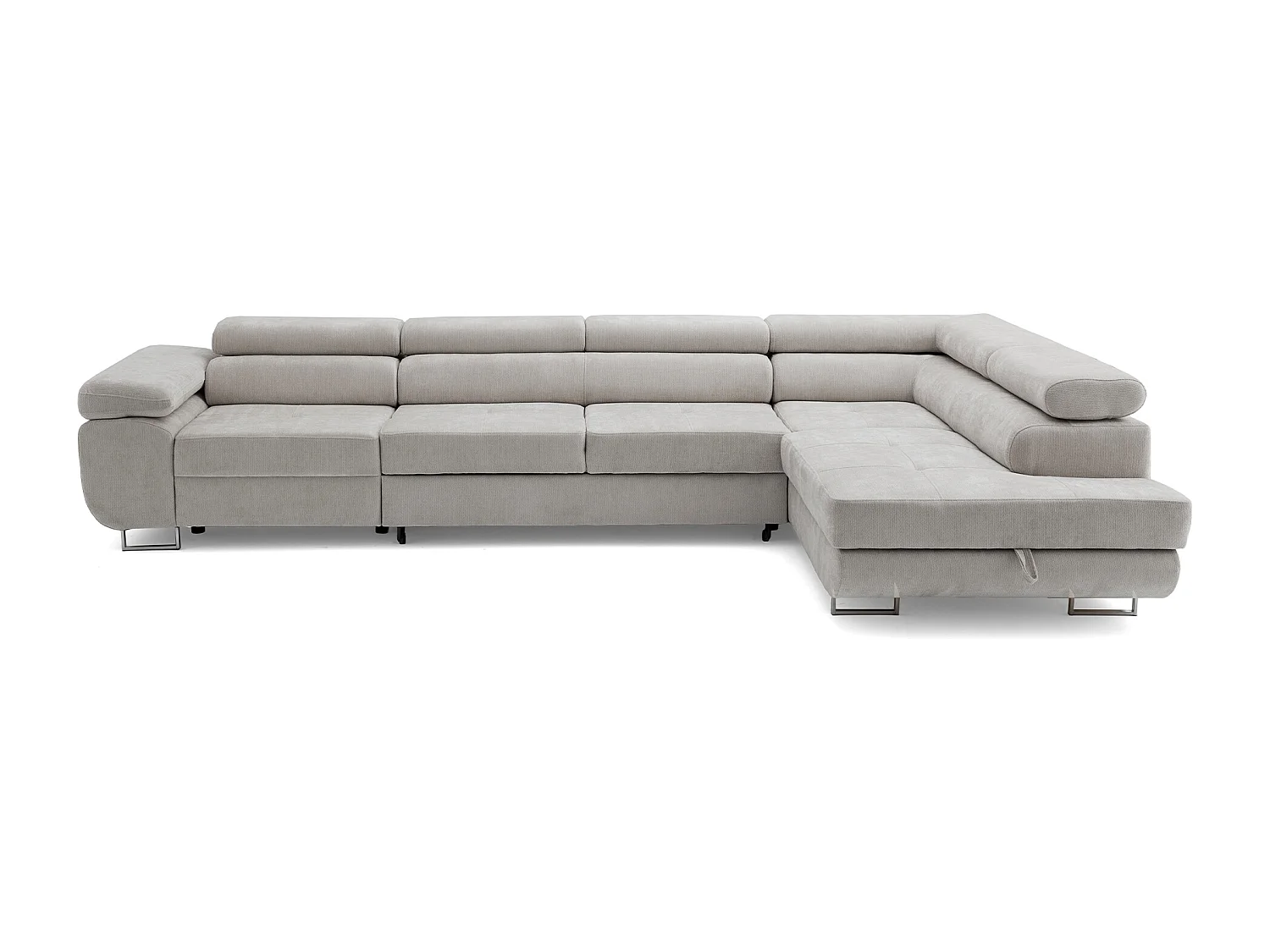 Canapé d'angle WILD MAXI L Droit avec fonction couchage 125x195 Chenille Gris