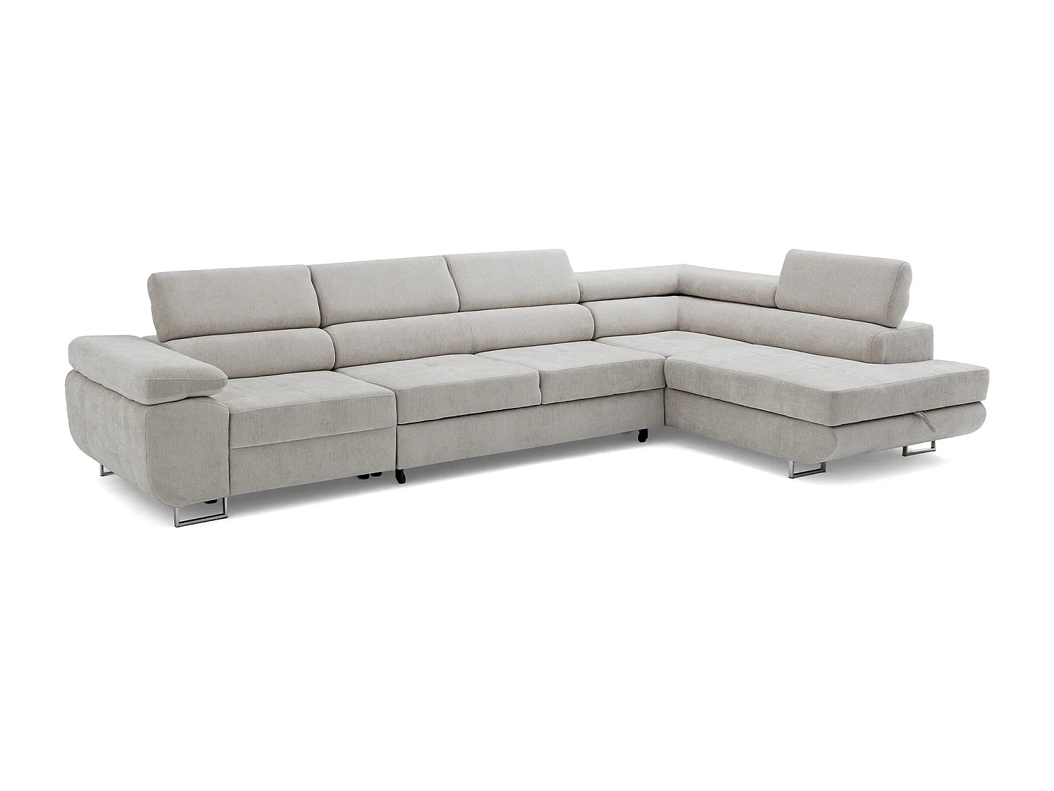 Canapé d'angle WILD MAXI L Droit avec fonction couchage 125x195 Chenille Gris
