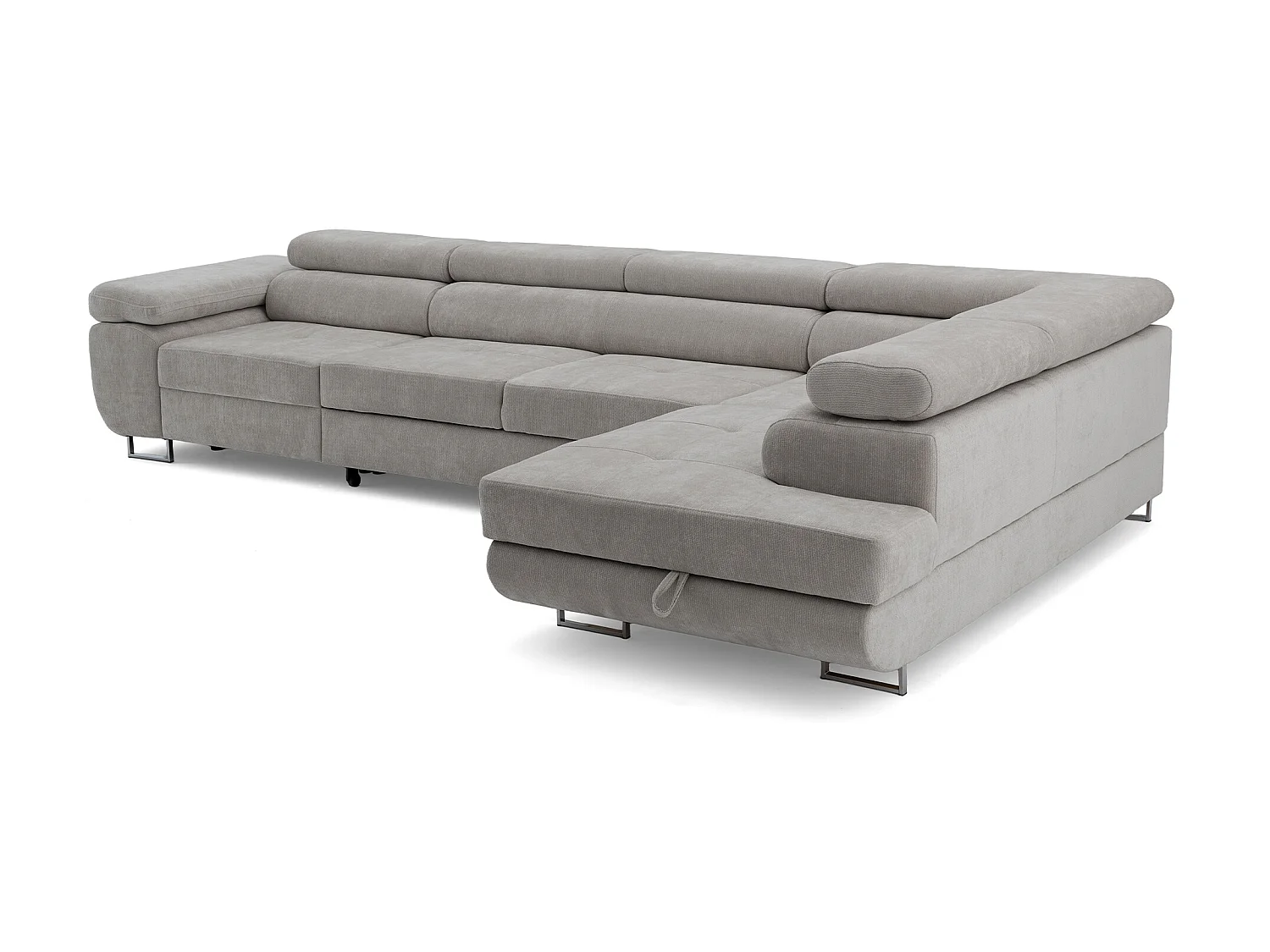 Canapé d'angle WILD MAXI L Droit avec fonction couchage 125x195 Chenille Gris