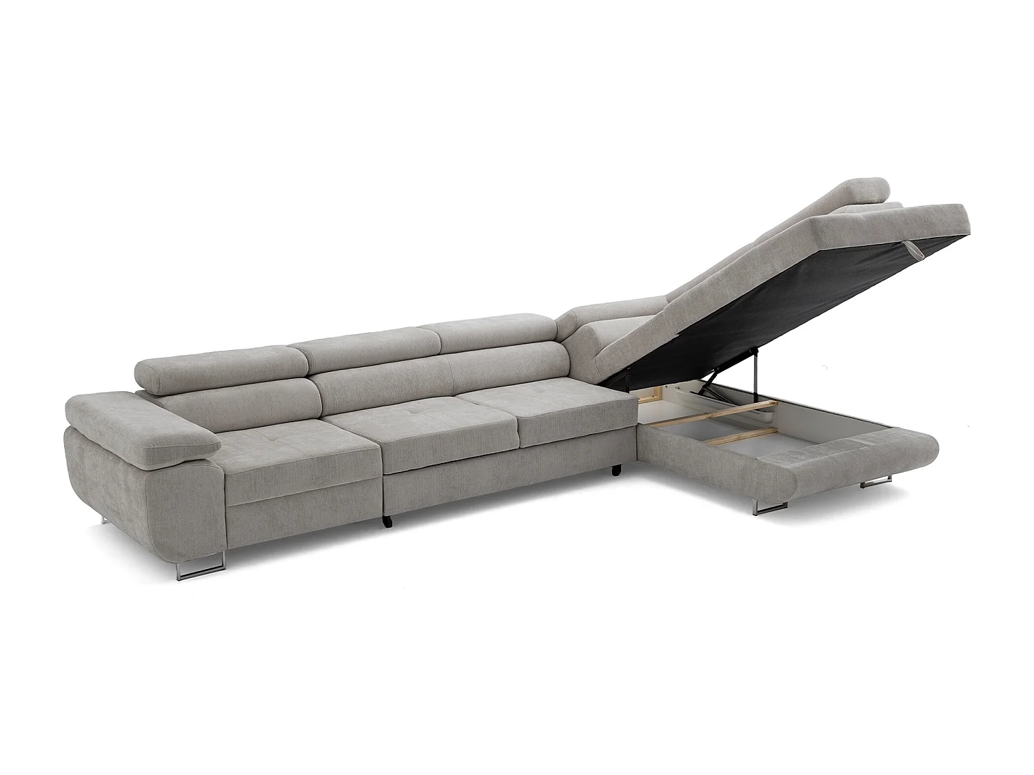Canapé d'angle WILD MAXI L Droit avec fonction couchage 125x195 Chenille Gris