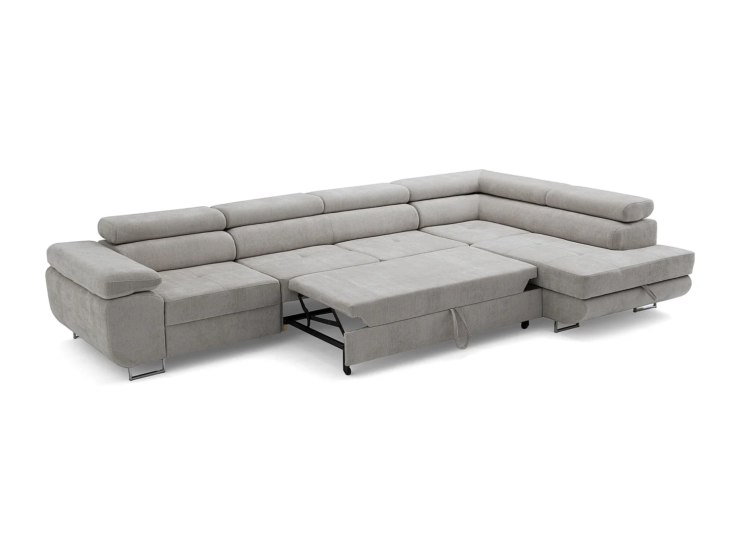 Canapé d'angle WILD MAXI L Droit avec fonction couchage 125x195 Chenille Gris
